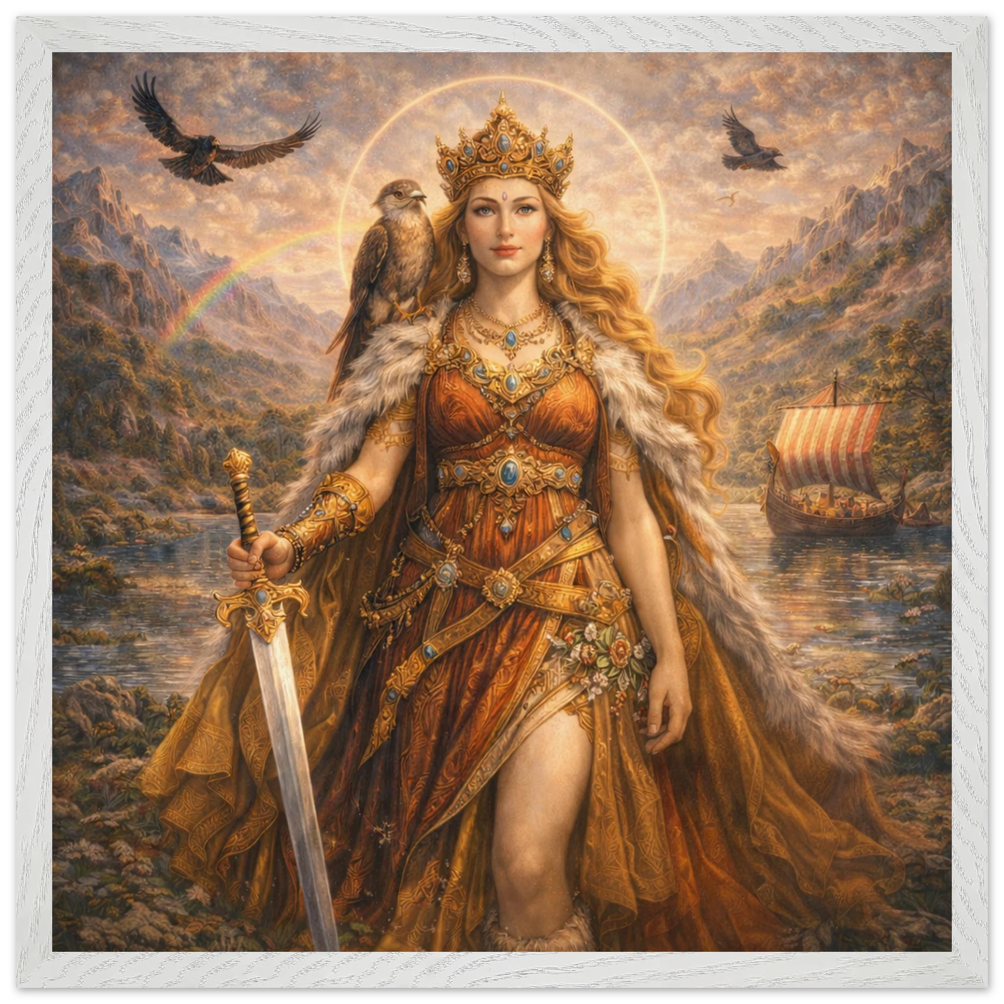 Freya – Mythologie Fine Art Print mit Rahmen | babasan
