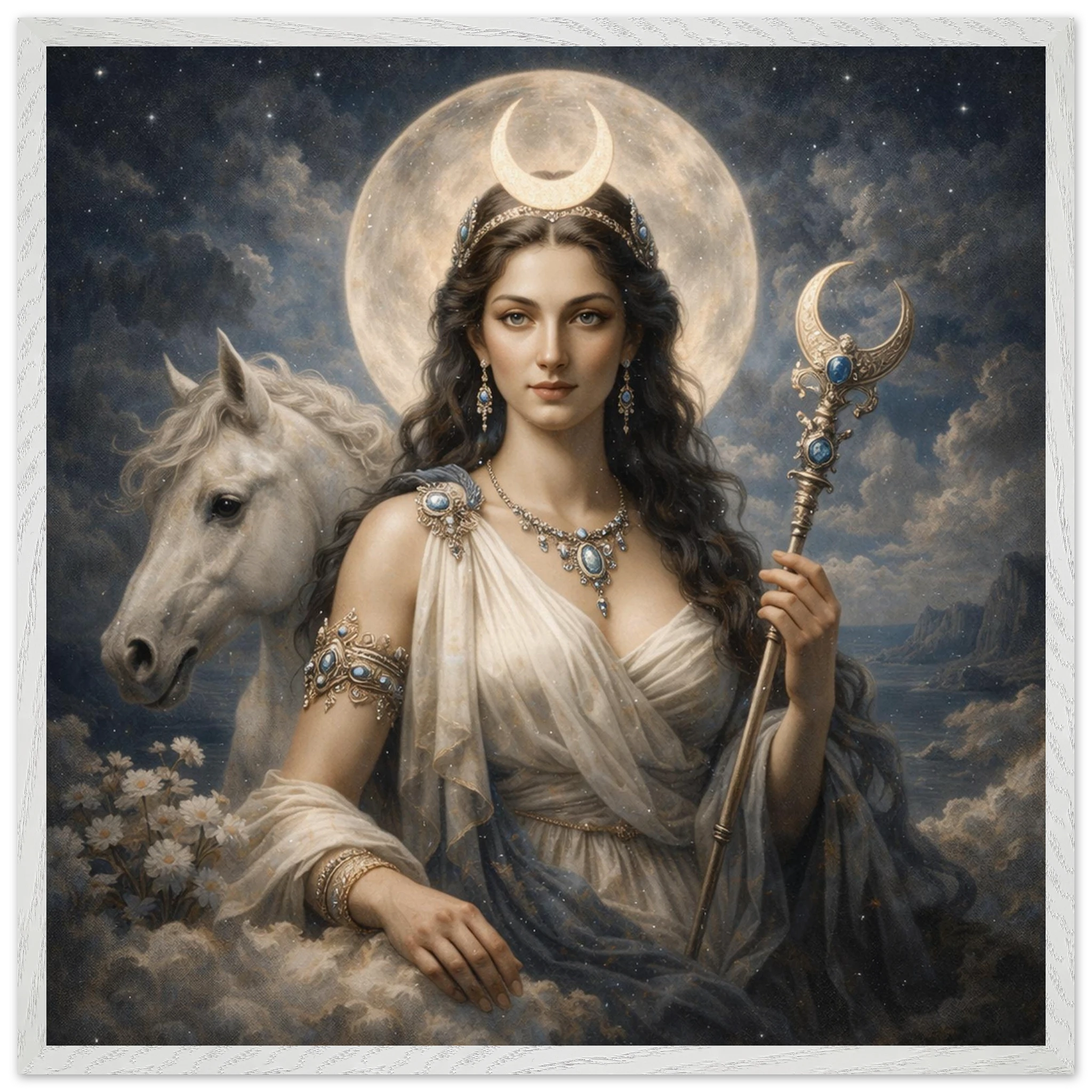 Luna – Mythologie Fine Art Print mit Rahmen | babasan