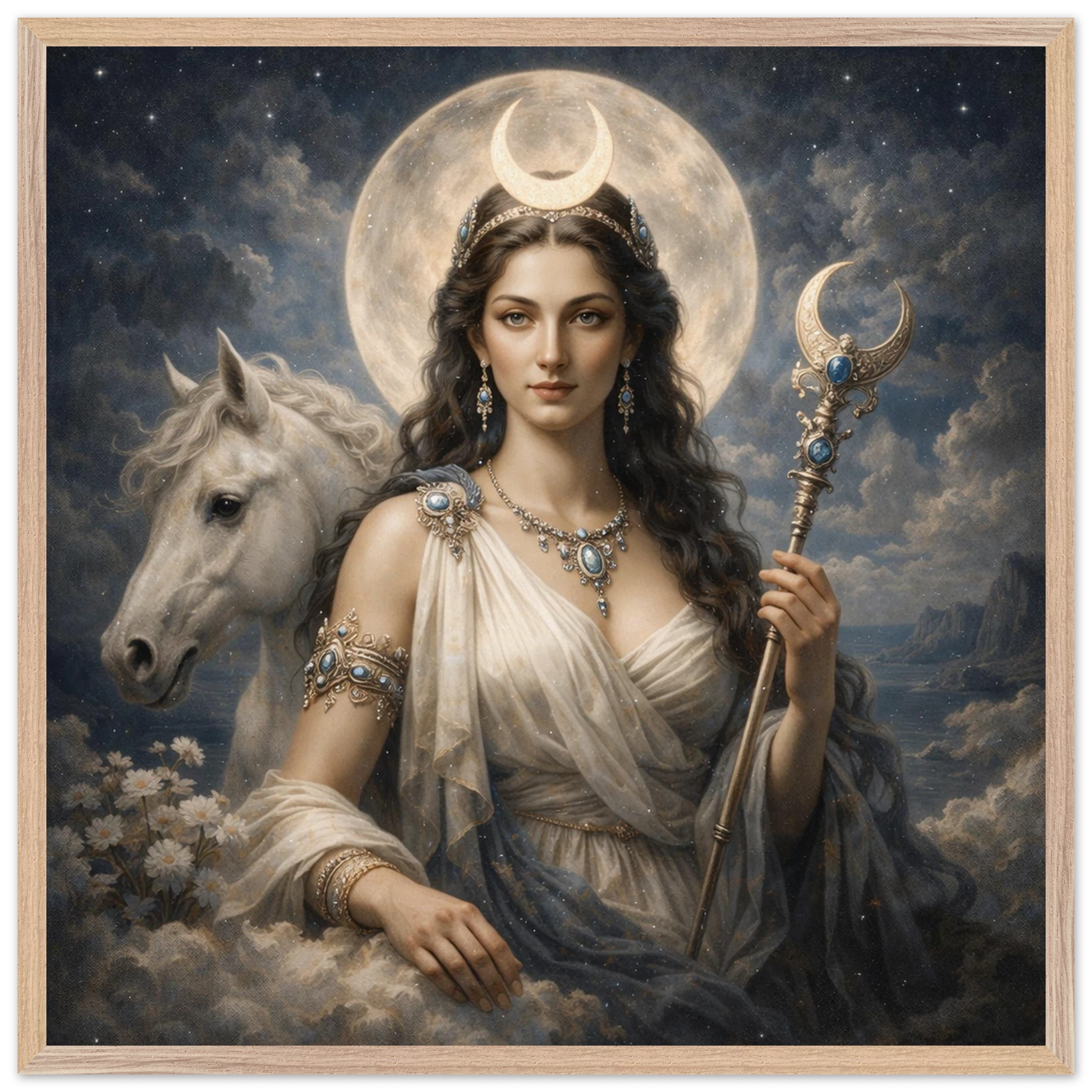 Luna – Mythologie Fine Art Print mit Rahmen | babasan