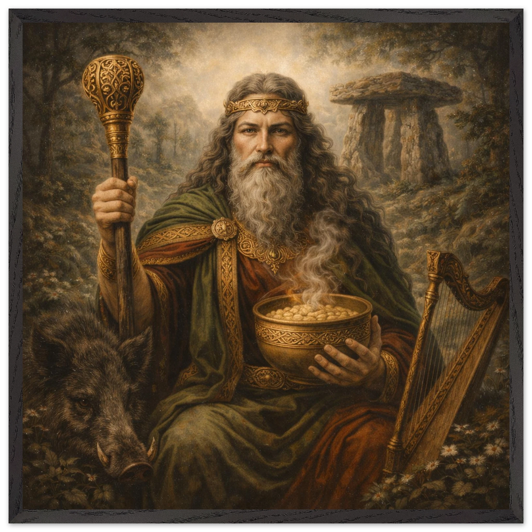 Dagda – Mythologie Fine Art Print mit Rahmen | babasan