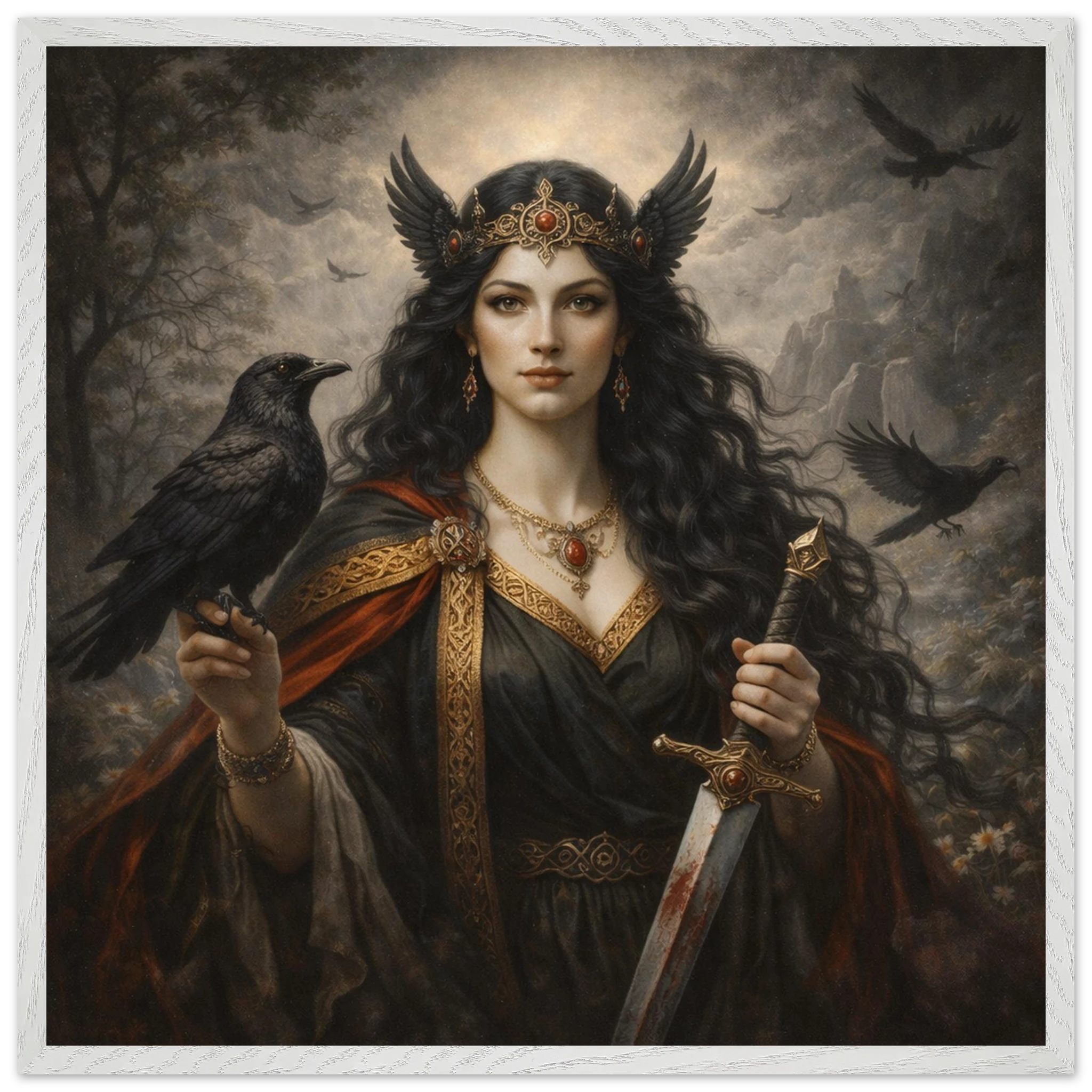 Morrigan – Mythologie Fine Art Print mit Rahmen | babasan