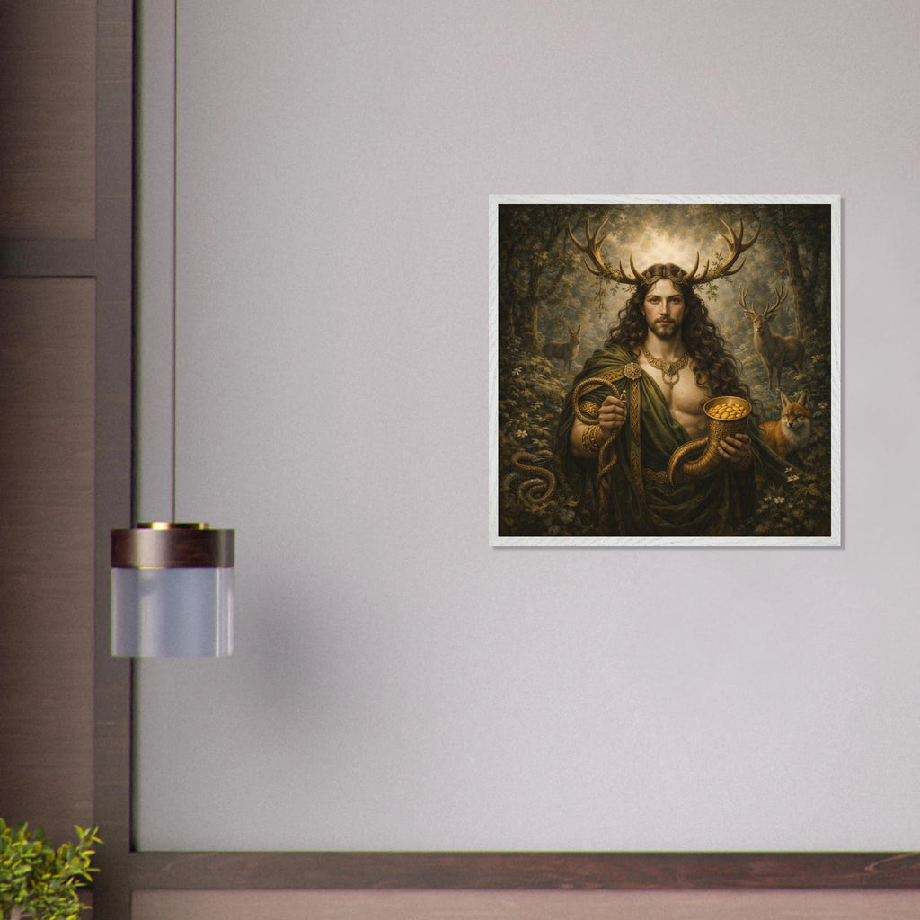 Cernunnos – Mythologie Fine Art Print mit Rahmen | babasan