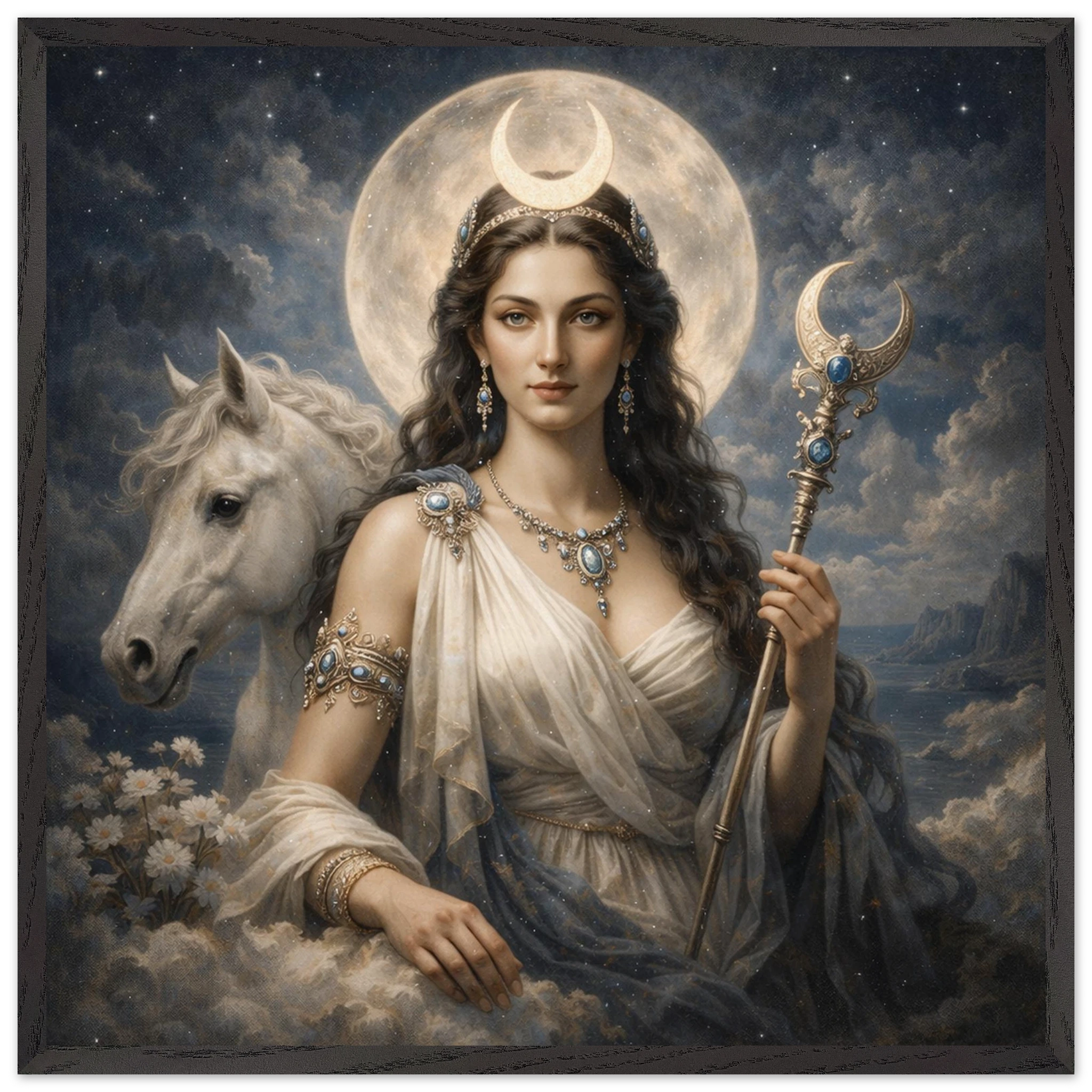 Luna – Mythologie Fine Art Print mit Rahmen | babasan