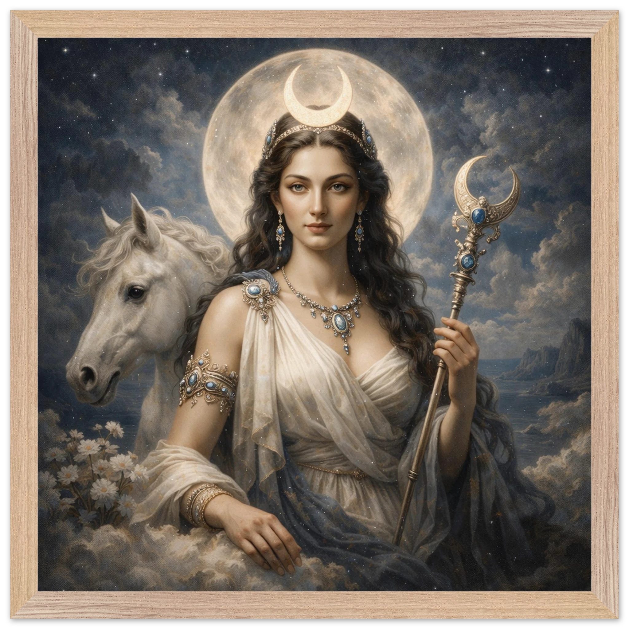 Luna – Mythologie Fine Art Print mit Rahmen | babasan