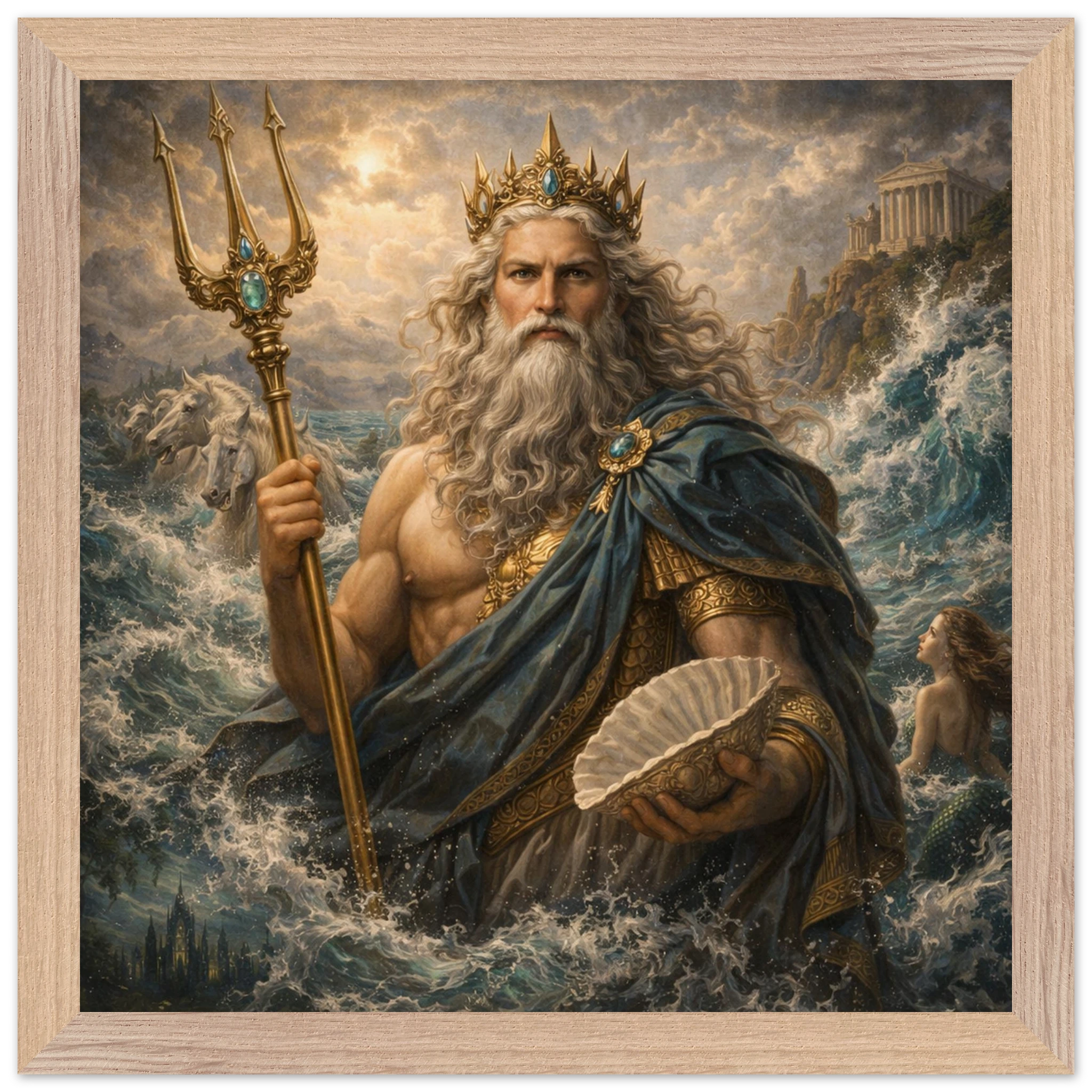 Neptun – Mythologie Fine Art Print mit Rahmen | babasan