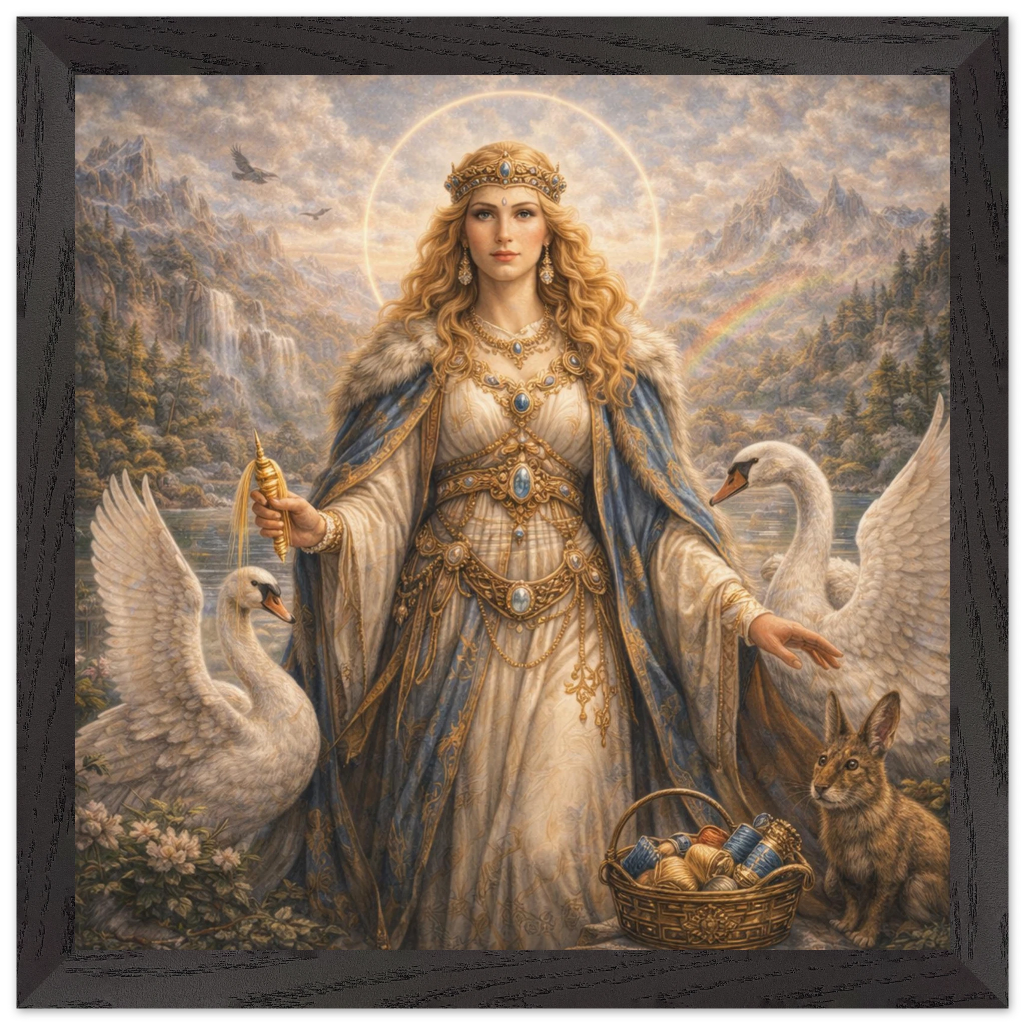 Frigg – Mythologie Fine Art Print mit Rahmen | babasan
