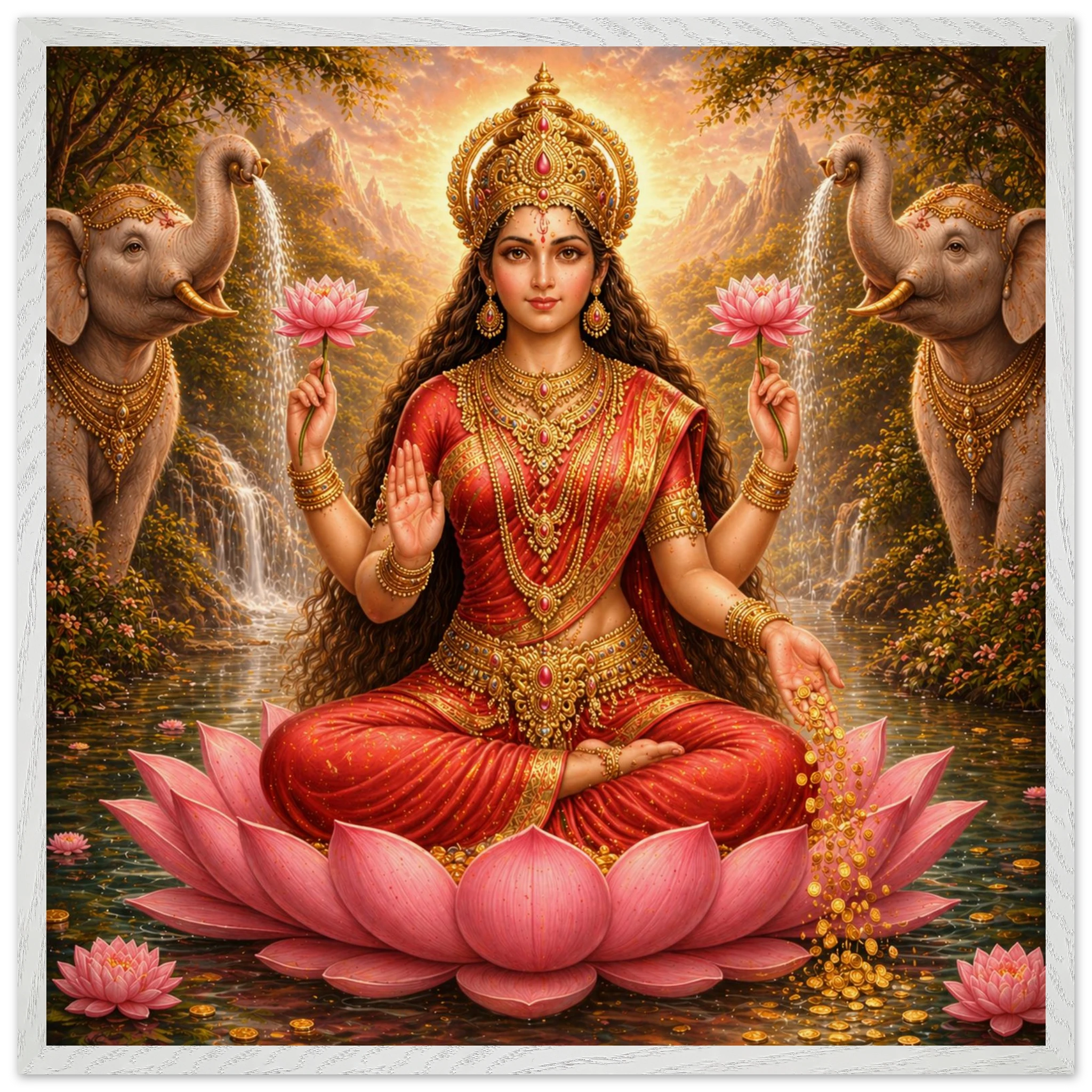 Lakshmi – Mythologie Fine Art Print mit Rahmen | babasan