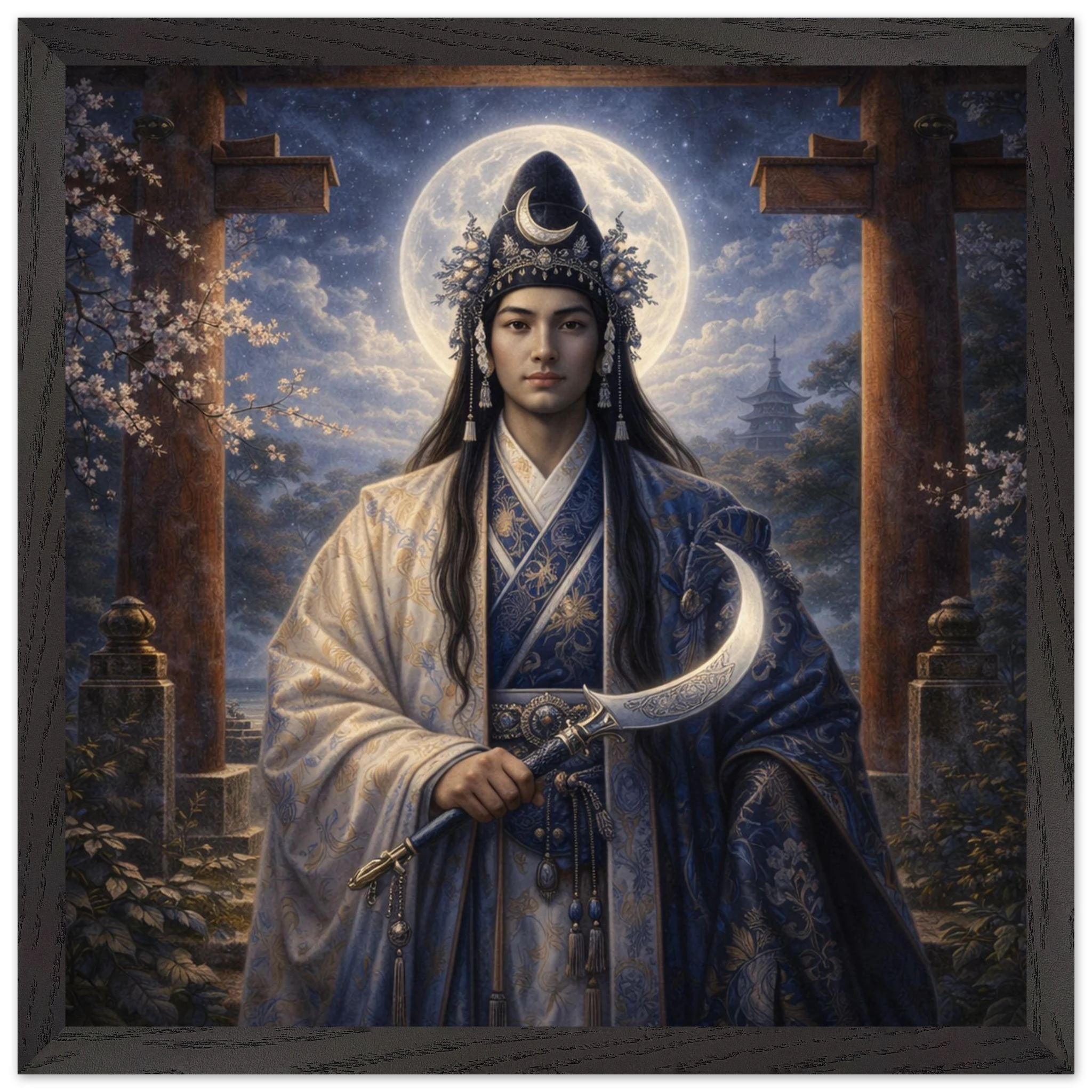 Tsukiyomi – Mythologie Fine Art Print mit Rahmen | babasan