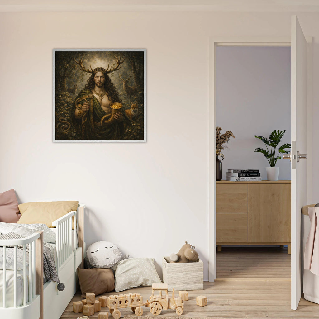 Cernunnos – Mythologie Fine Art Print mit Rahmen | babasan