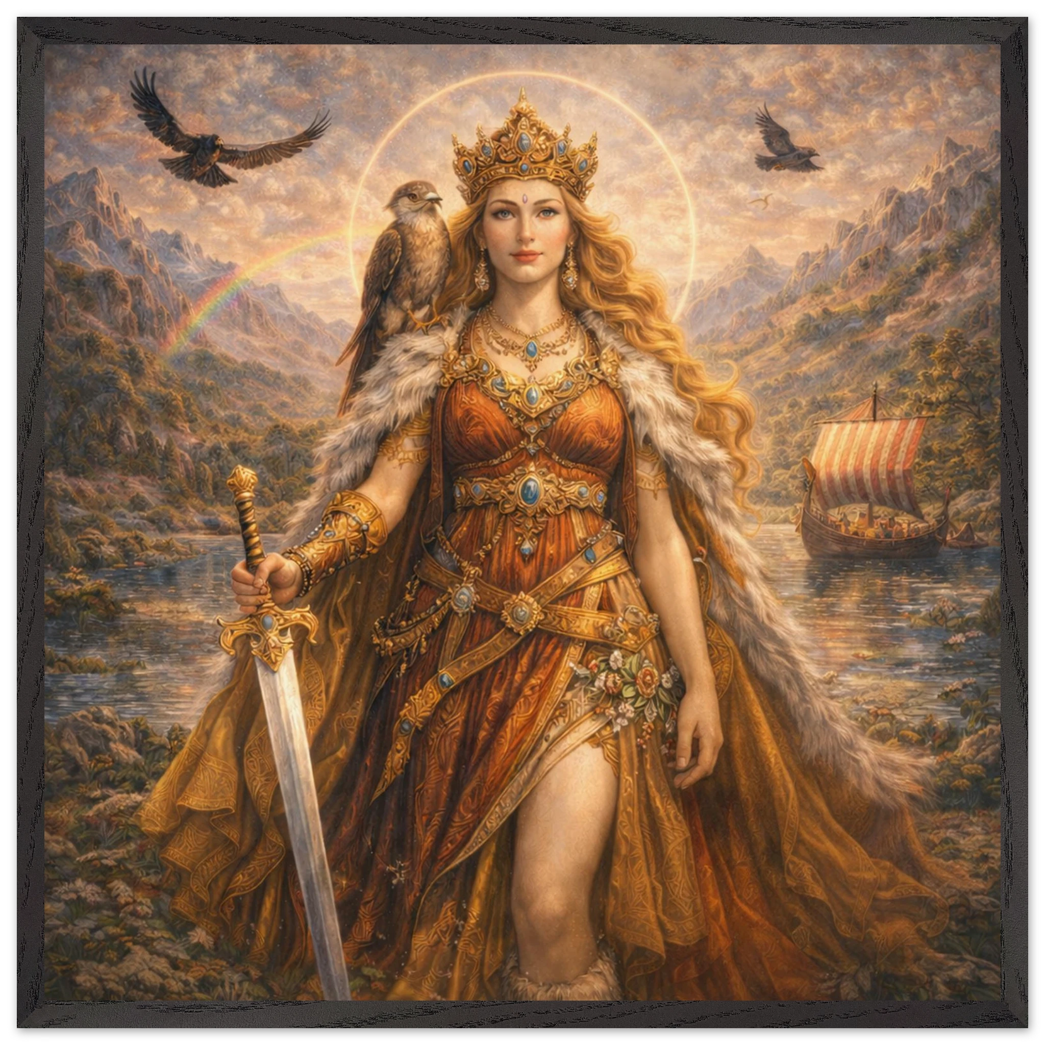Freya – Mythologie Fine Art Print mit Rahmen | babasan
