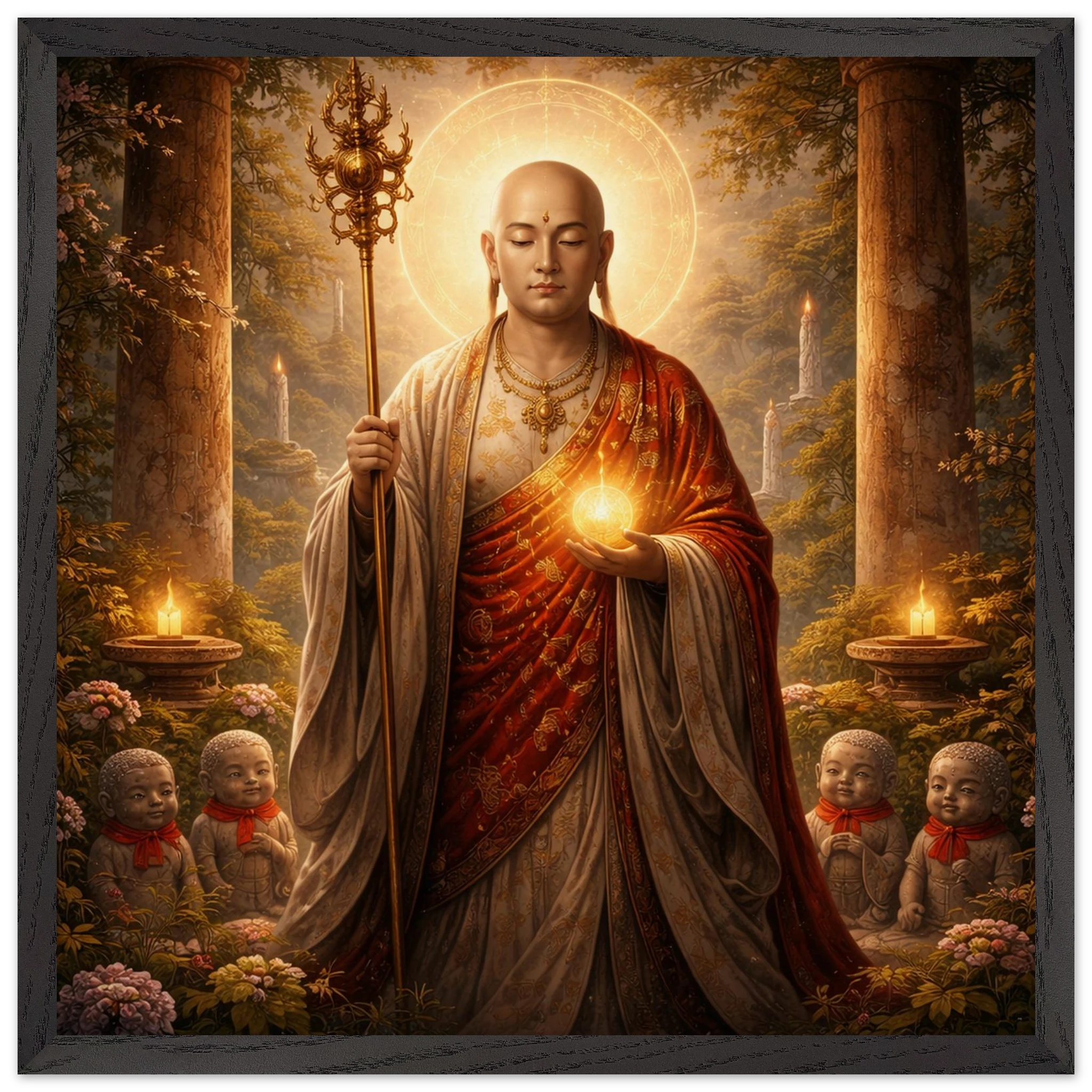 Jizō – Mythologie Fine Art Print mit Rahmen | babasan