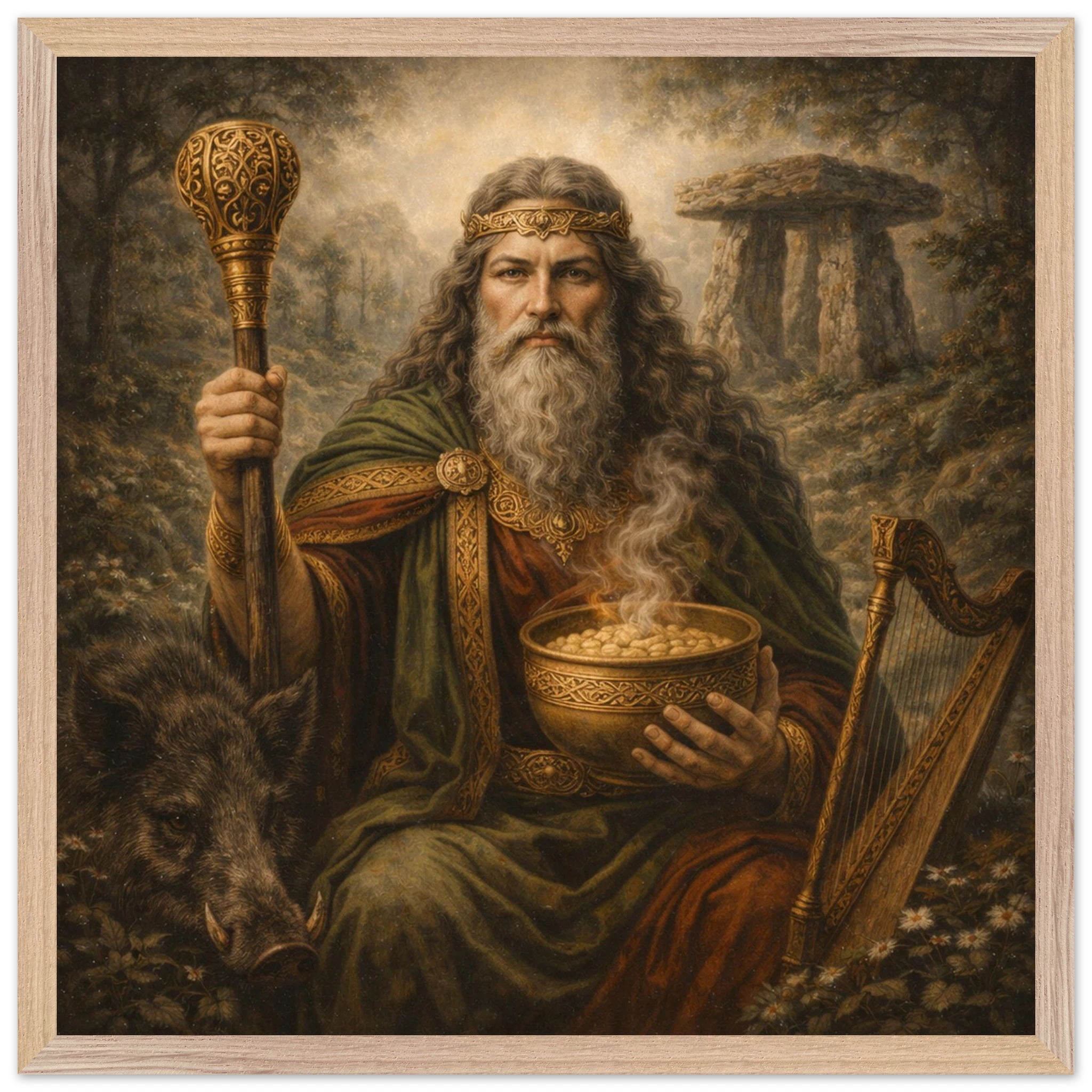 Dagda – Mythologie Fine Art Print mit Rahmen | babasan
