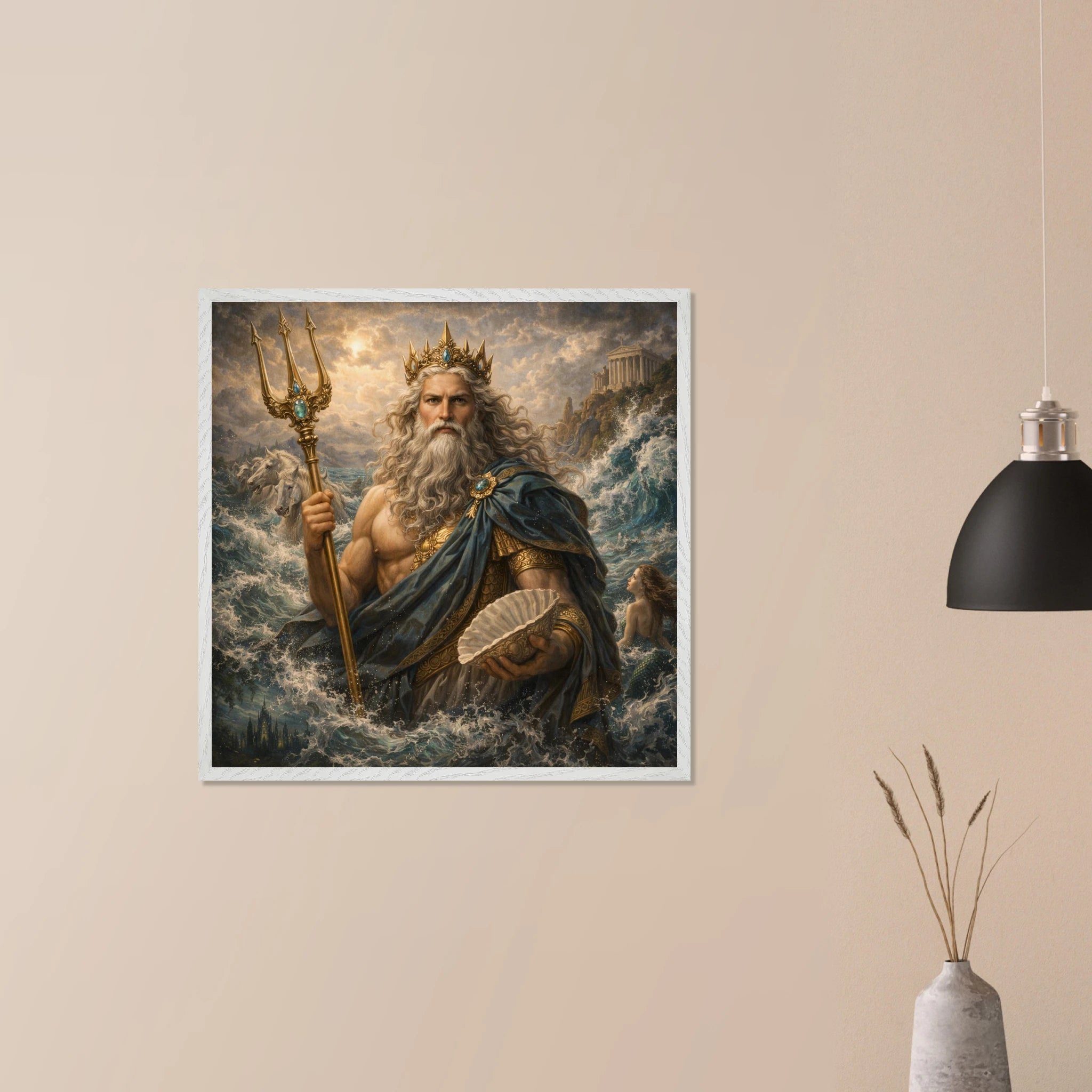 Neptun – Mythologie Fine Art Print mit Rahmen | babasan