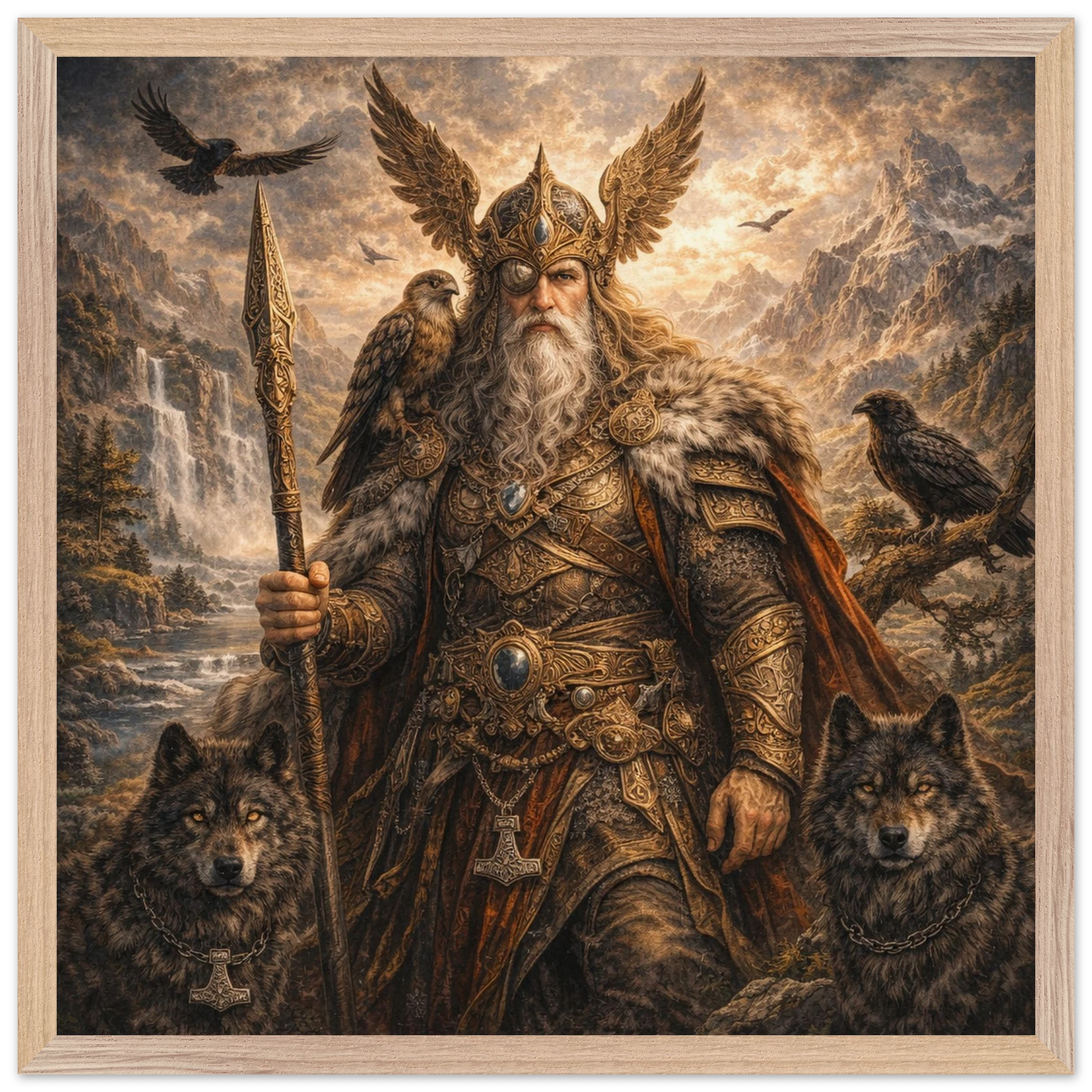 Odin – Mythologie Fine Art Print mit Rahmen | babasan