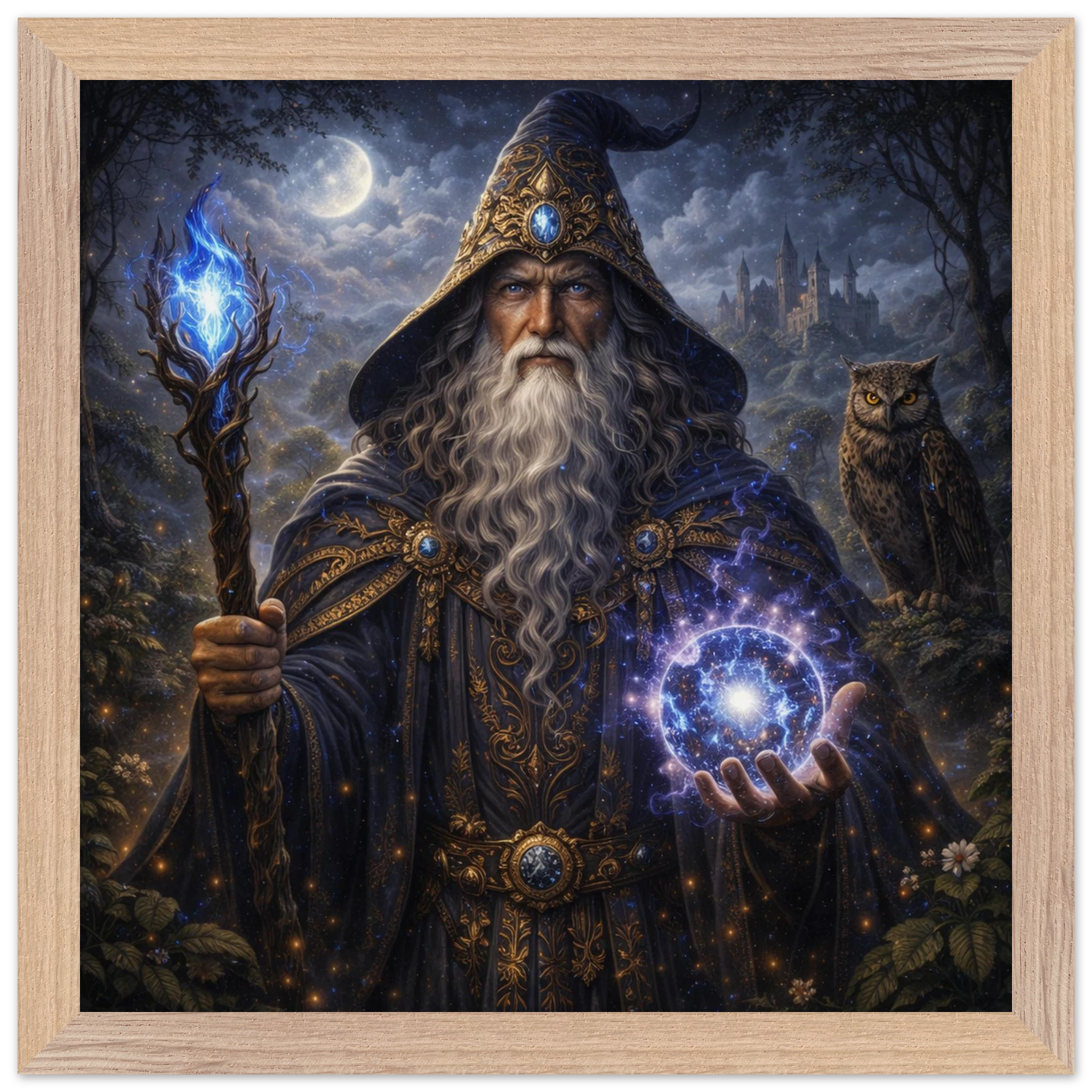 Merlin – Mythologie Fine Art Print mit Rahmen | babasan