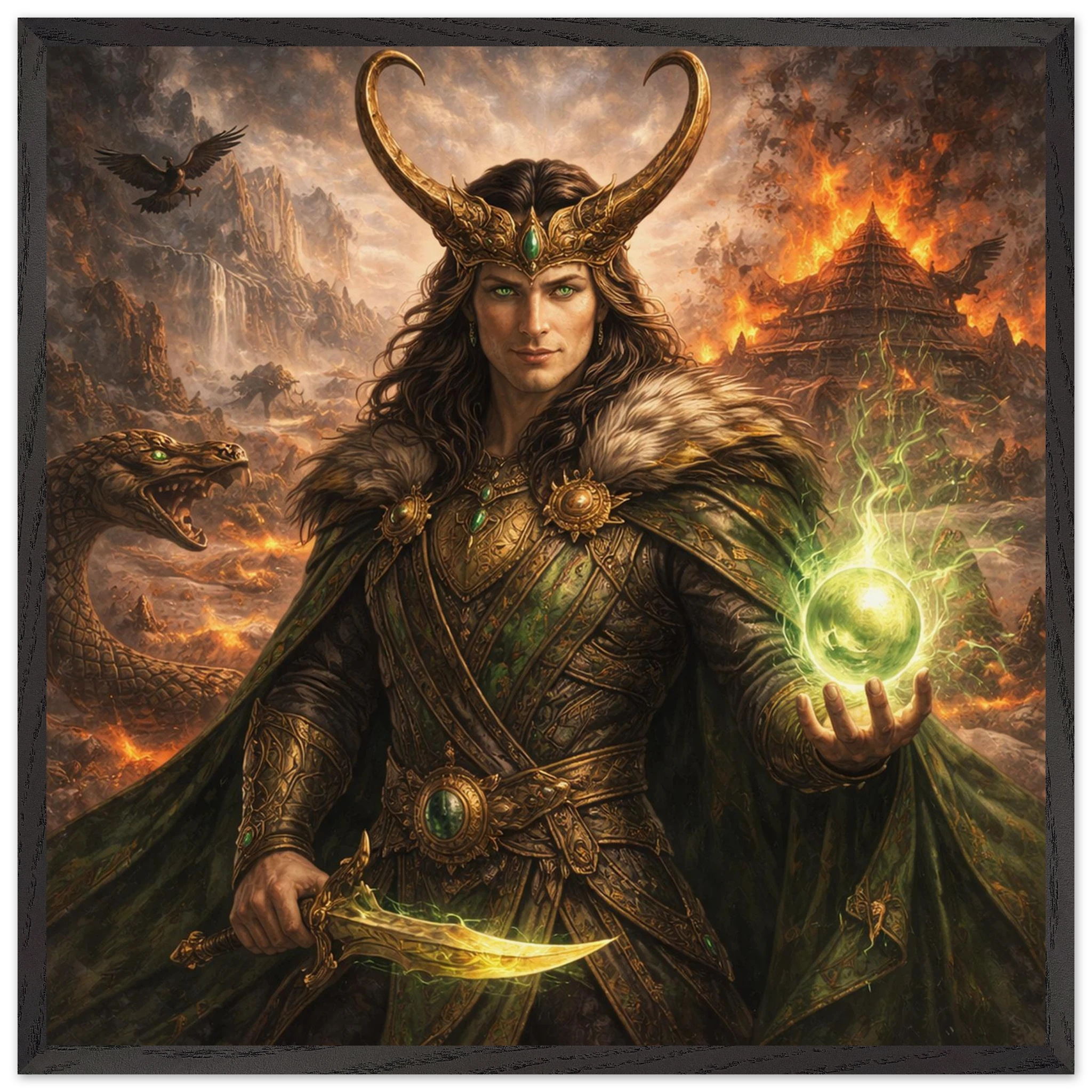 Loki – Mythologie Fine Art Print mit Rahmen | babasan