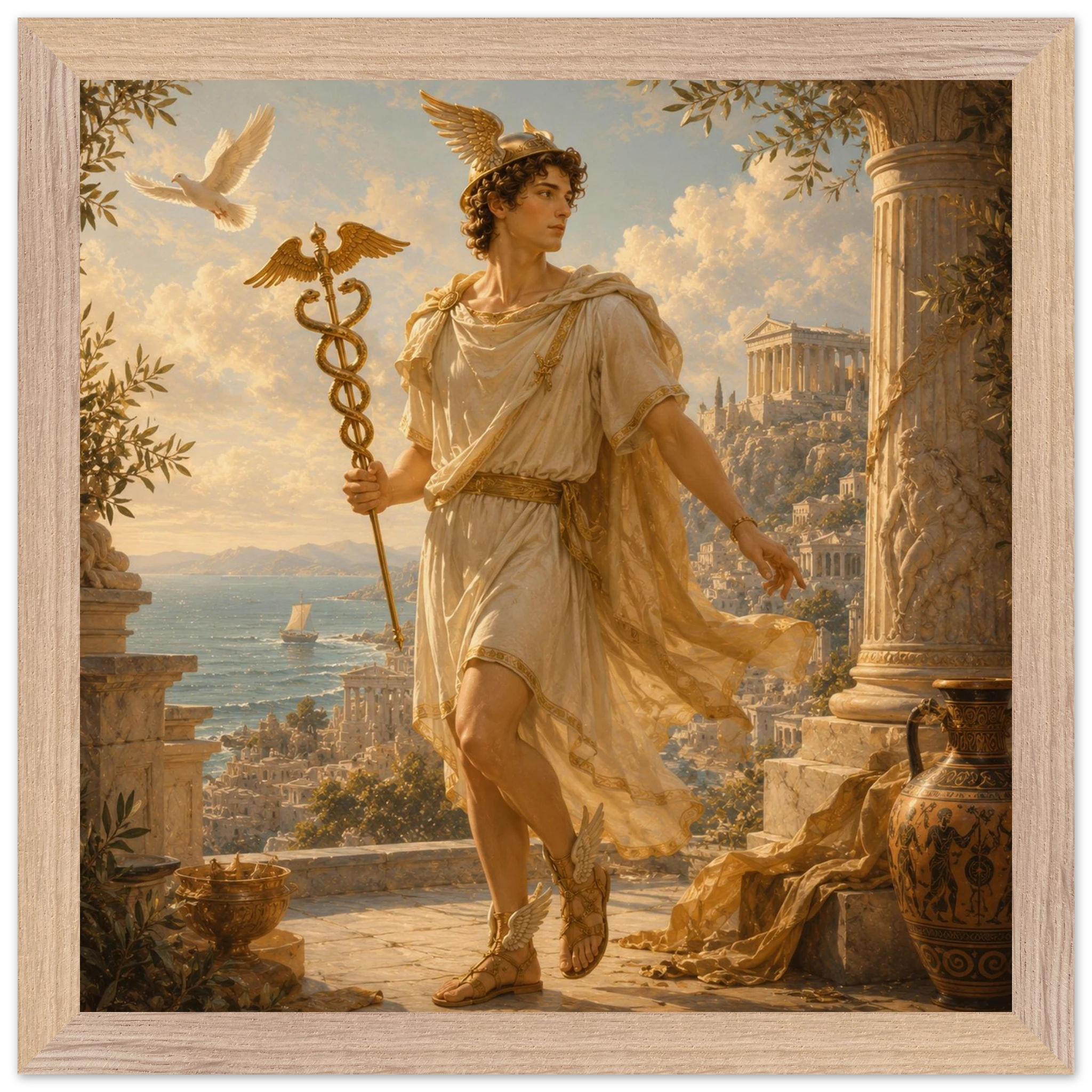 Hermes – Mythologie Fine Art Print mit Rahmen | babasan