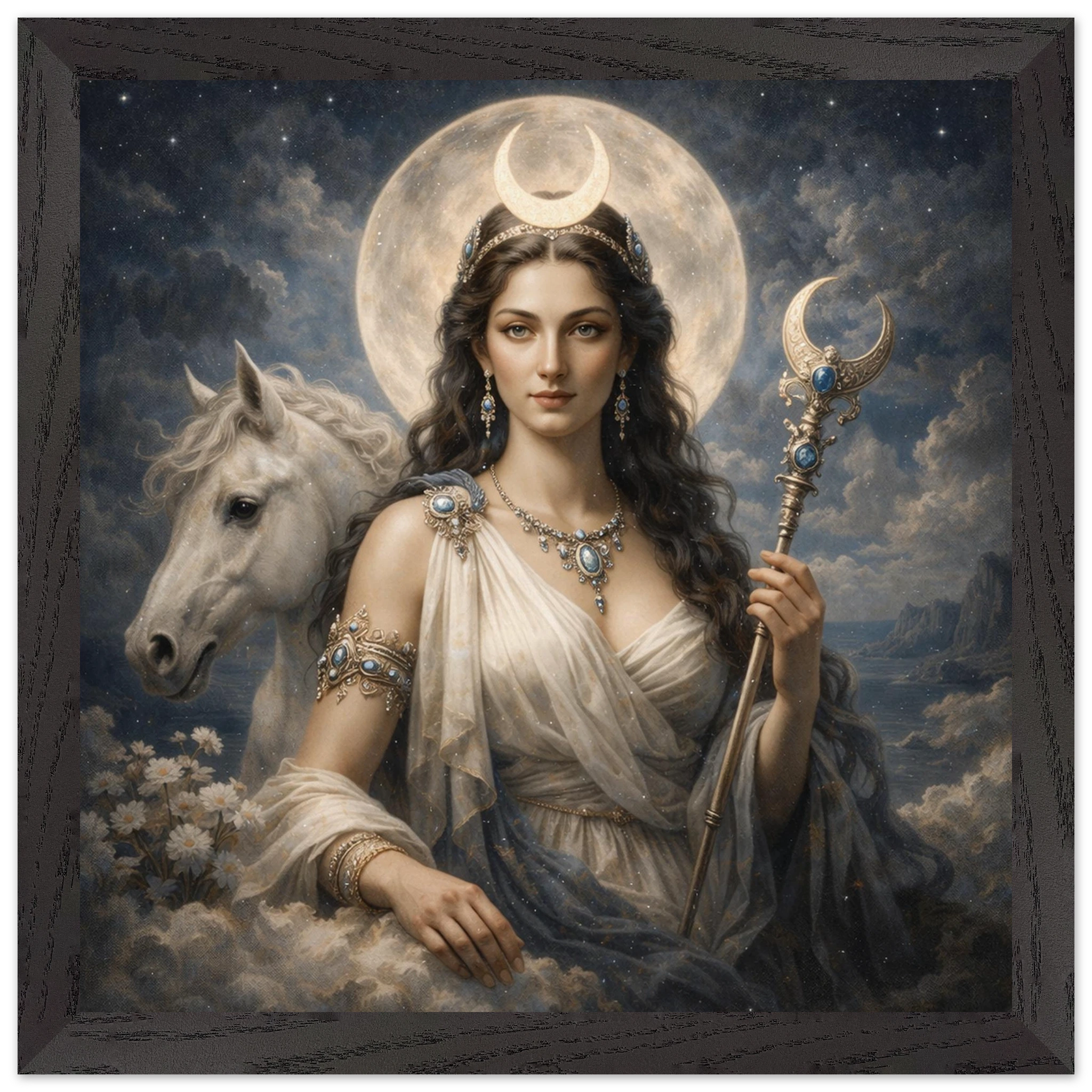 Luna – Mythologie Fine Art Print mit Rahmen | babasan