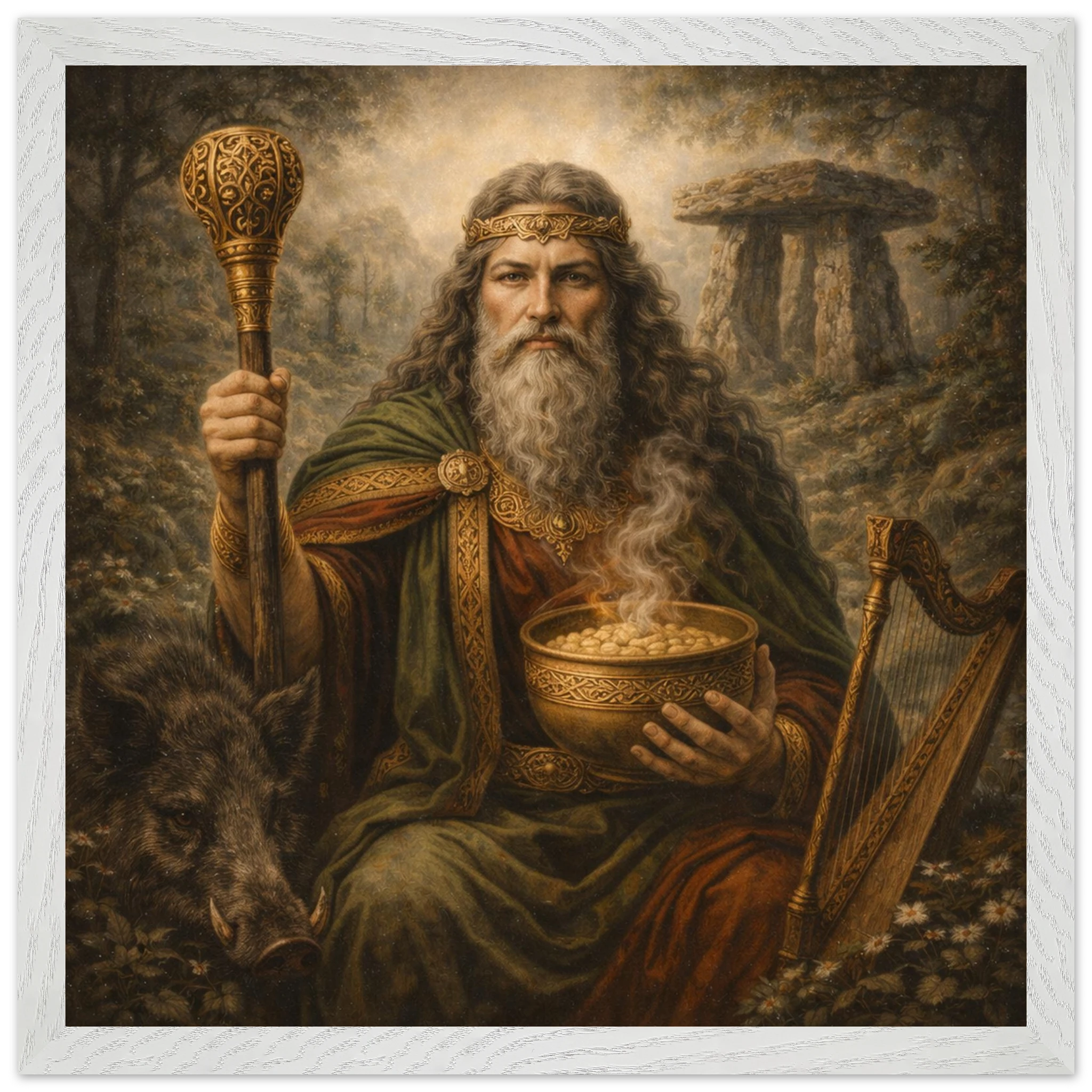 Dagda – Mythologie Fine Art Print mit Rahmen | babasan
