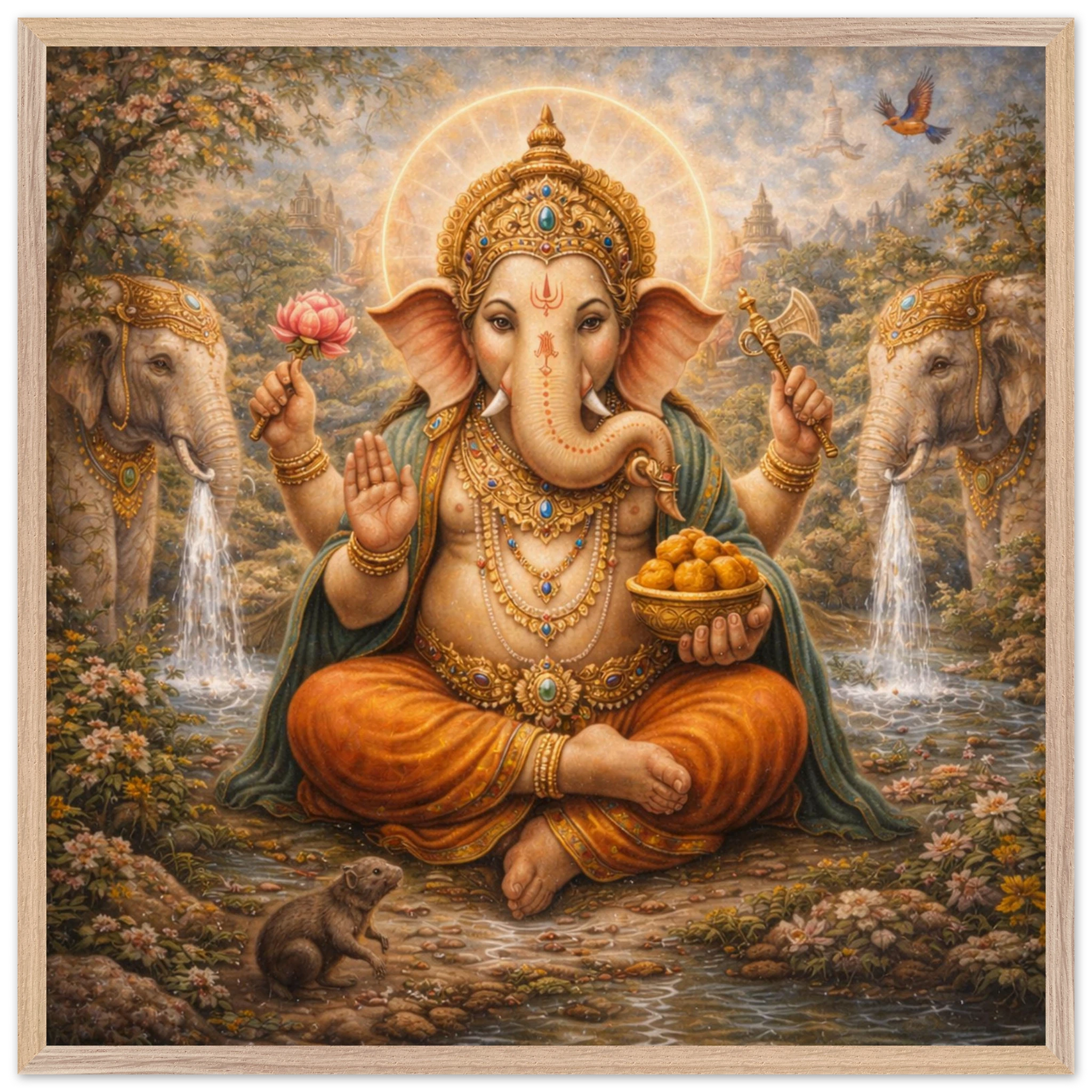 Ganesha – Mythologie Fine Art Print mit Rahmen | babasan