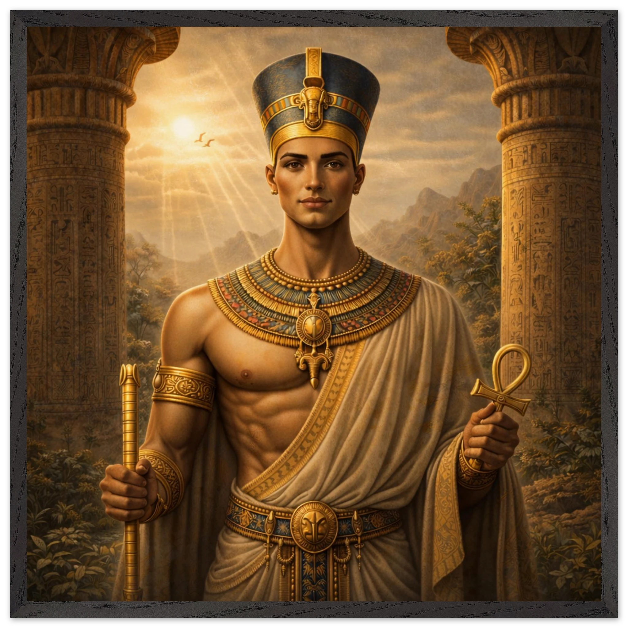 Echnaton – Mythologie Fine Art Print mit Rahmen | babasan