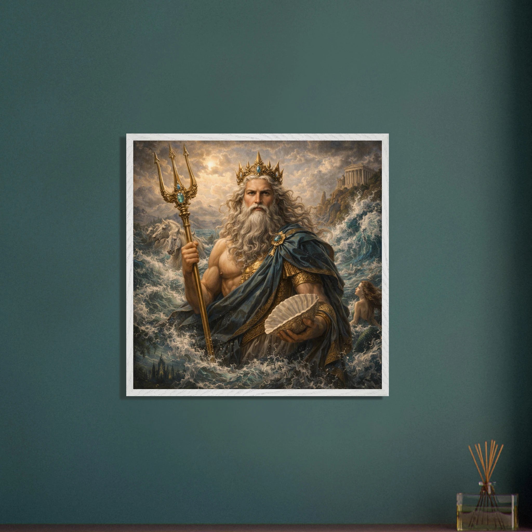 Neptun – Mythologie Fine Art Print mit Rahmen | babasan