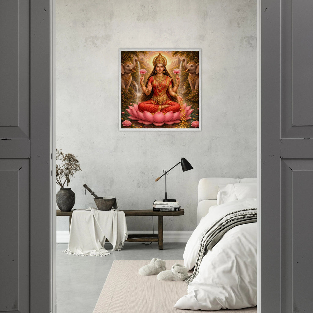 Lakshmi – Mythologie Fine Art Print mit Rahmen | babasan