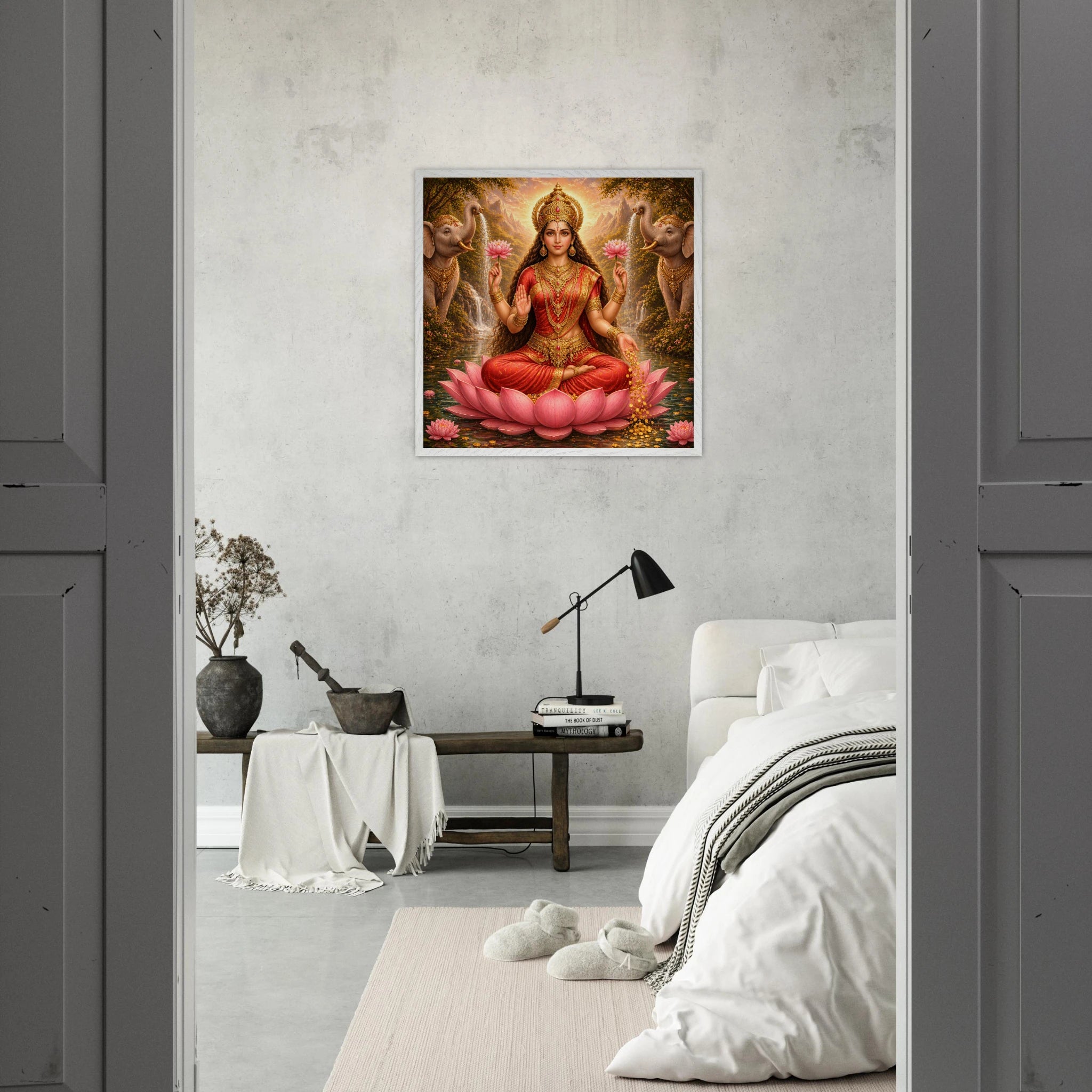 Lakshmi – Mythologie Fine Art Print mit Rahmen | babasan