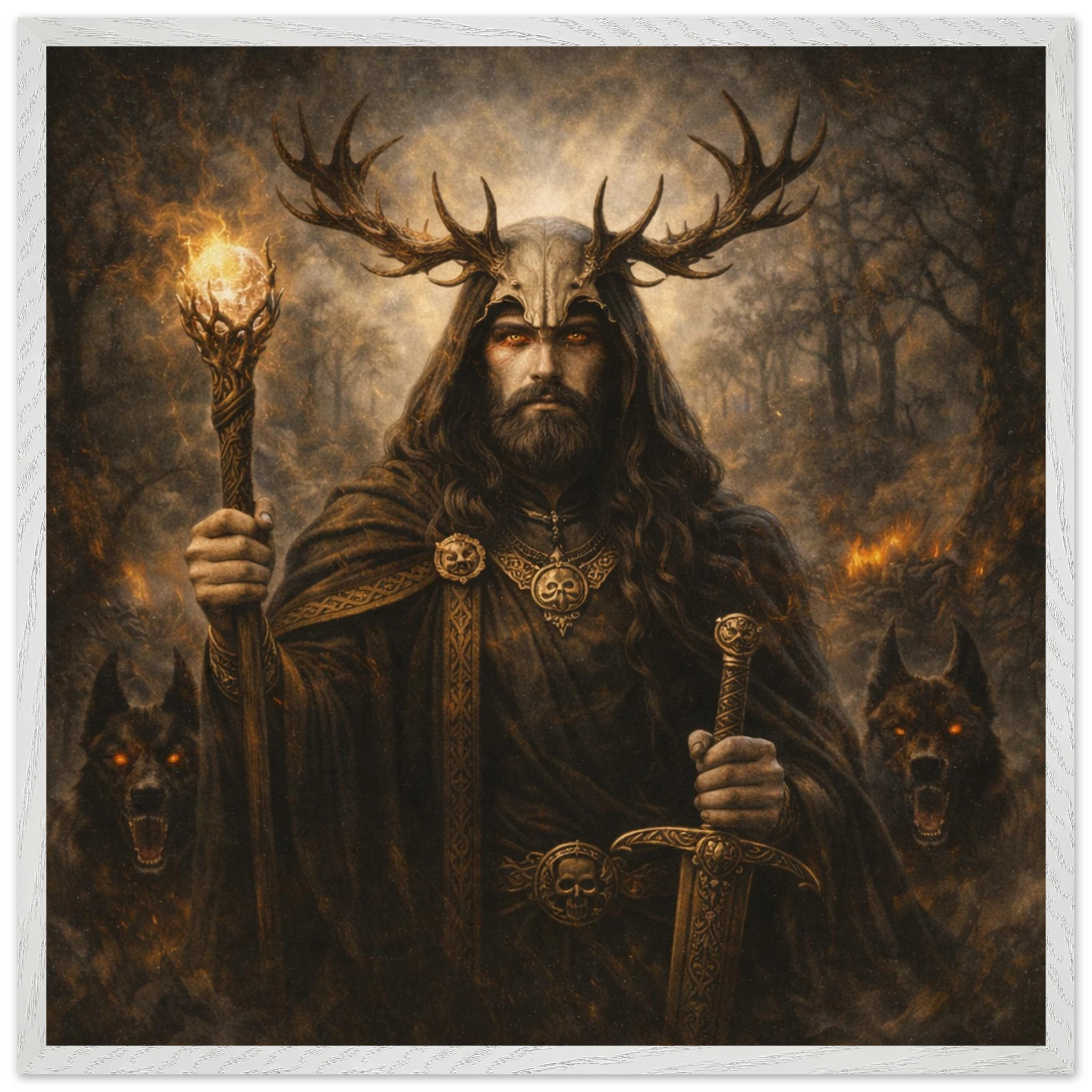Arawn – Mythologie Fine Art Print mit Rahmen | babasan
