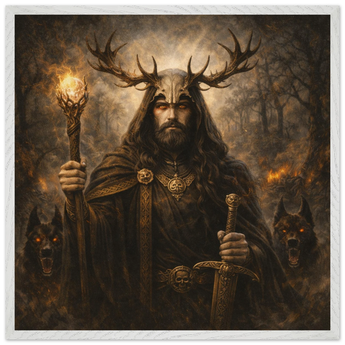 Arawn – Mythologie Fine Art Print mit Rahmen | babasan