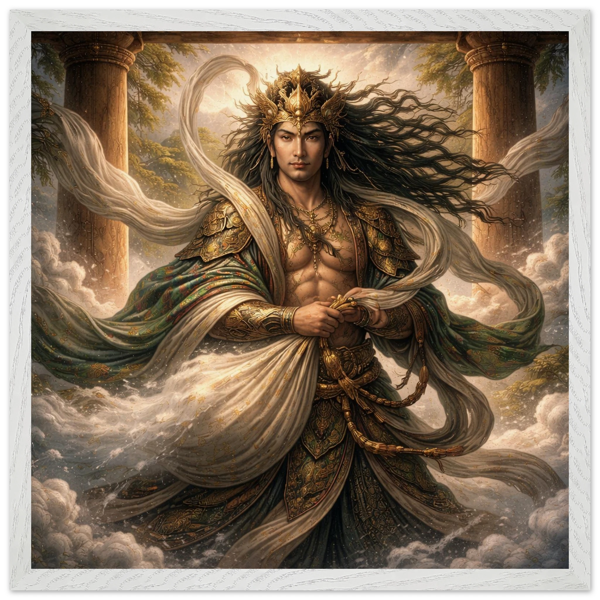 Fūjin – Mythologie Fine Art Print mit Rahmen | babasan