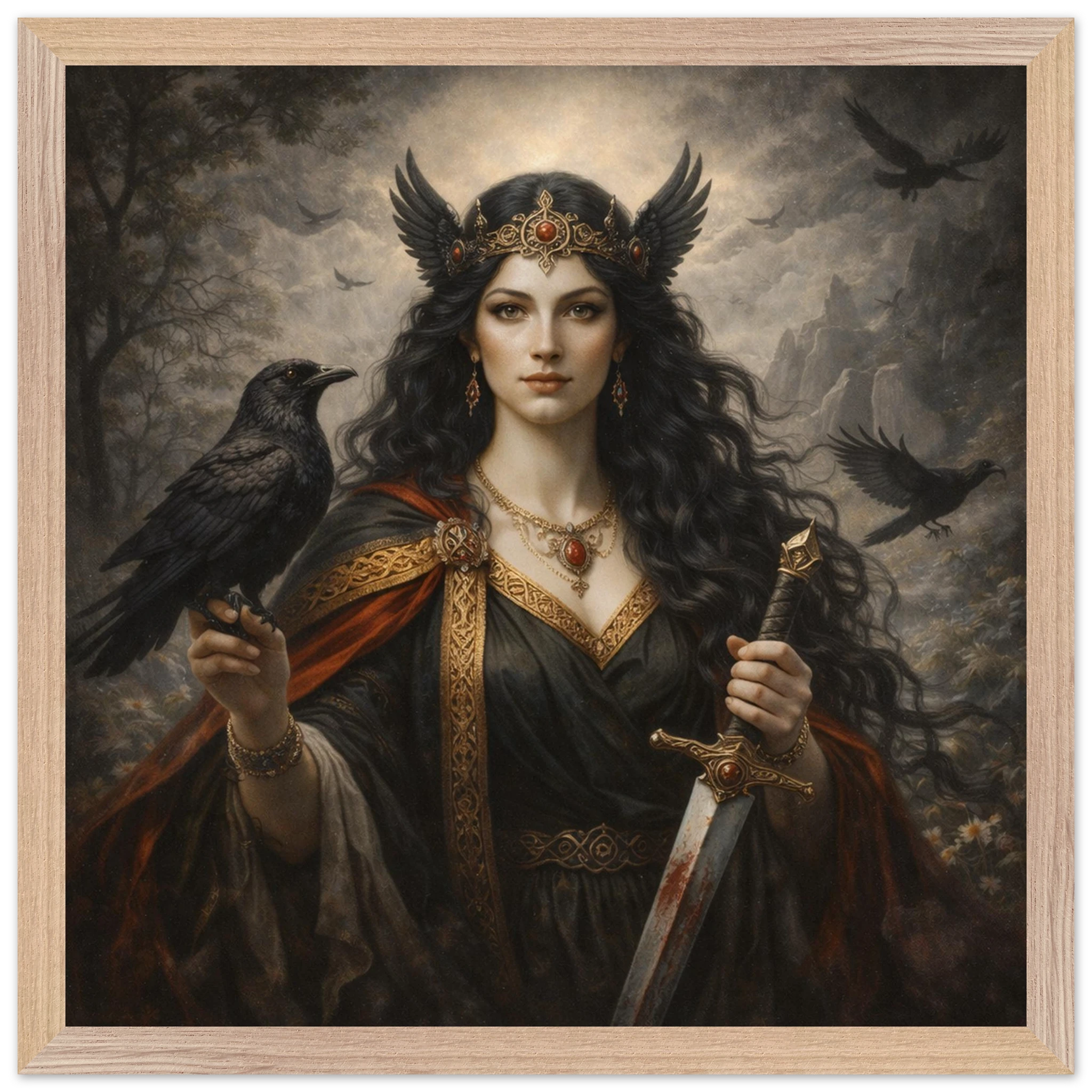 Morrigan – Mythologie Fine Art Print mit Rahmen | babasan
