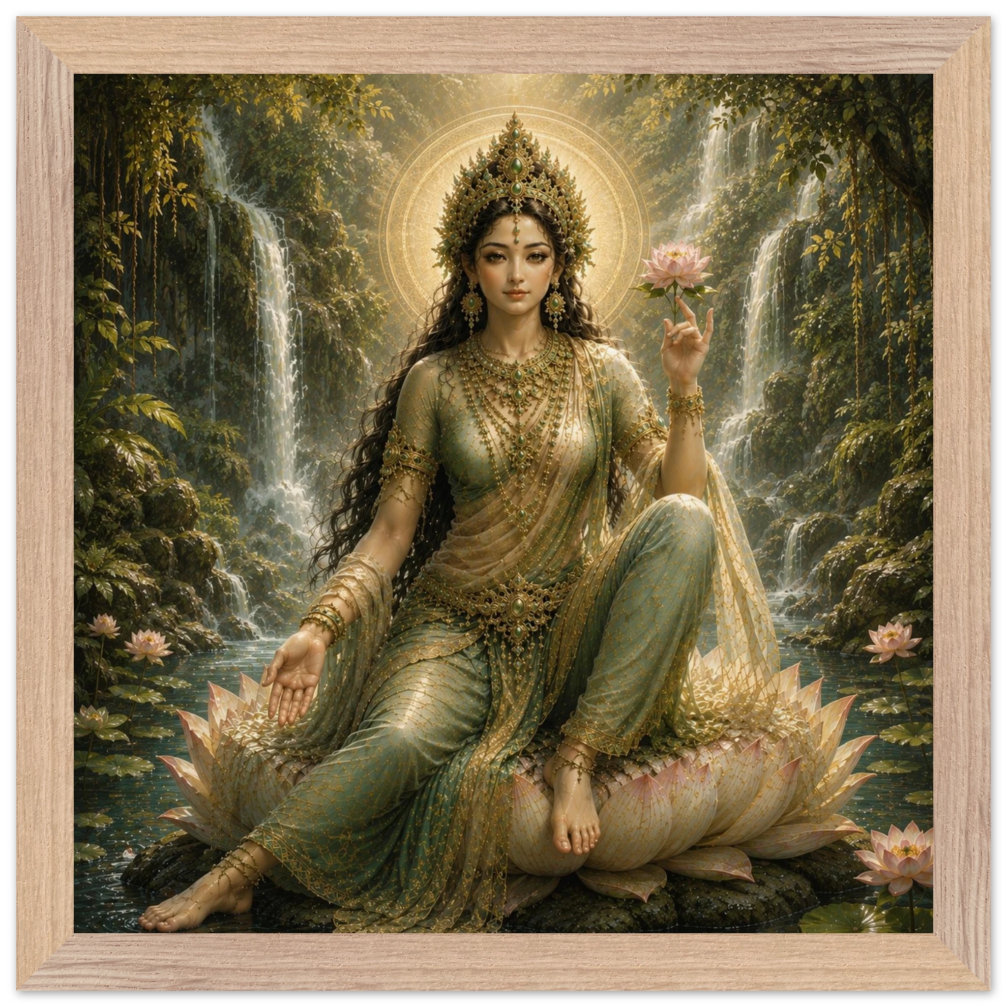 Grüne Tara – Mythologie Fine Art Print mit Rahmen | babasan