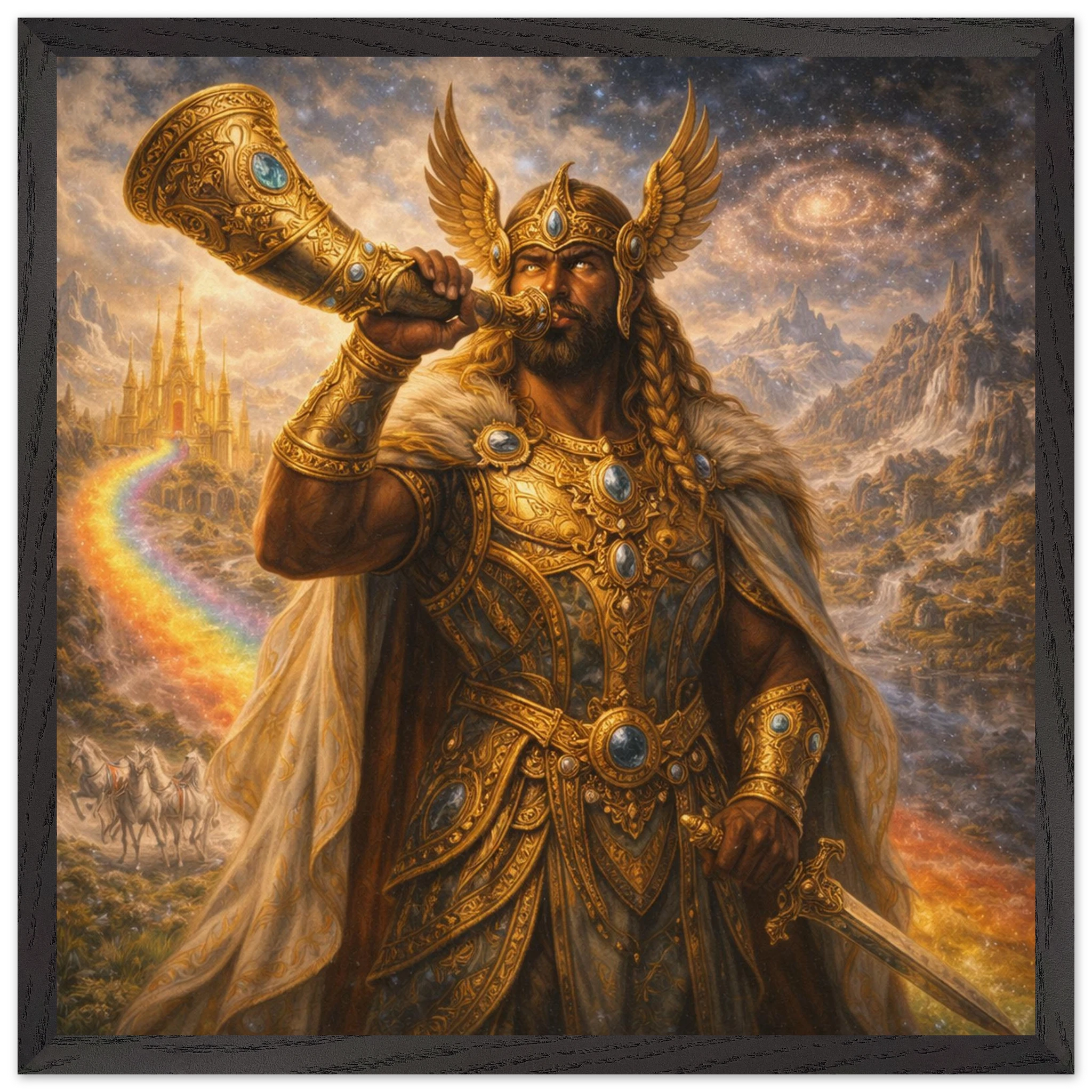 Heimdall – Mythologie Fine Art Print mit Rahmen | babasan