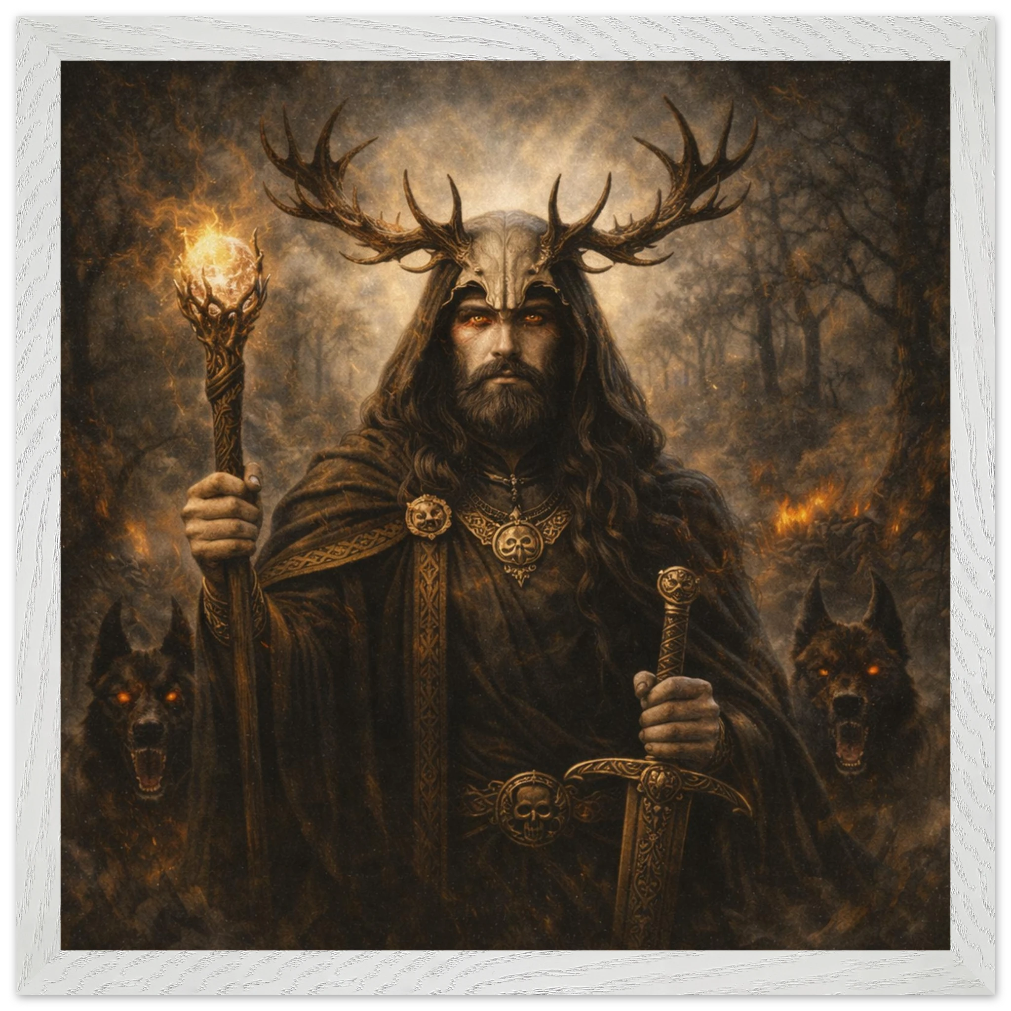 Arawn – Mythologie Fine Art Print mit Rahmen | babasan
