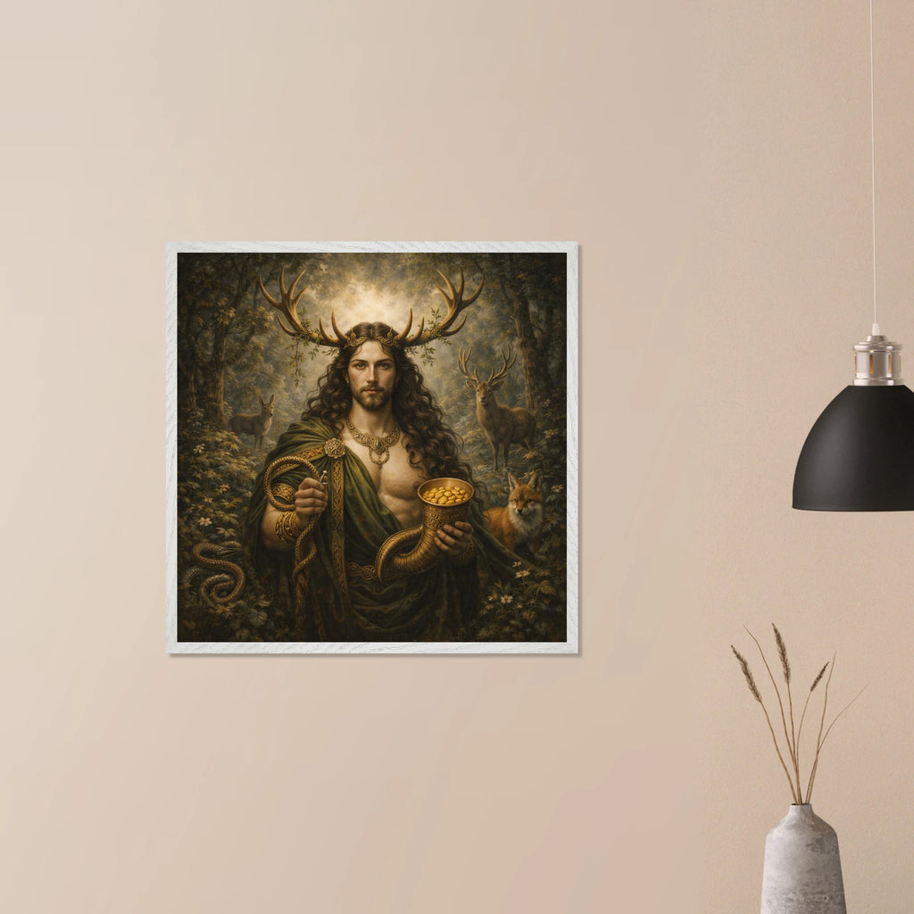 Cernunnos – Mythologie Fine Art Print mit Rahmen | babasan