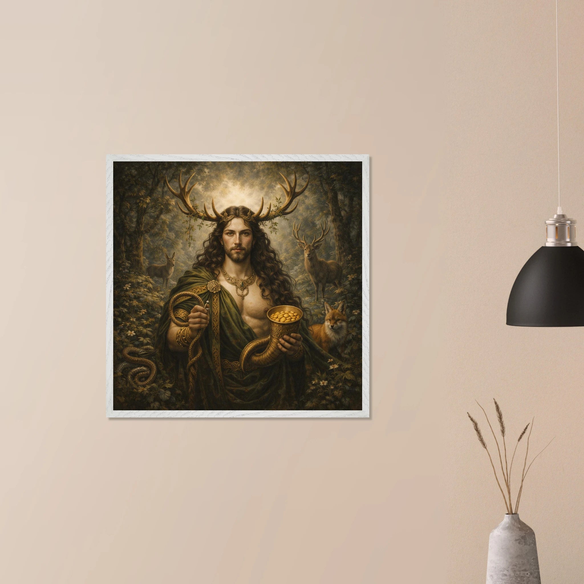 Cernunnos – Mythologie Fine Art Print mit Rahmen | babasan