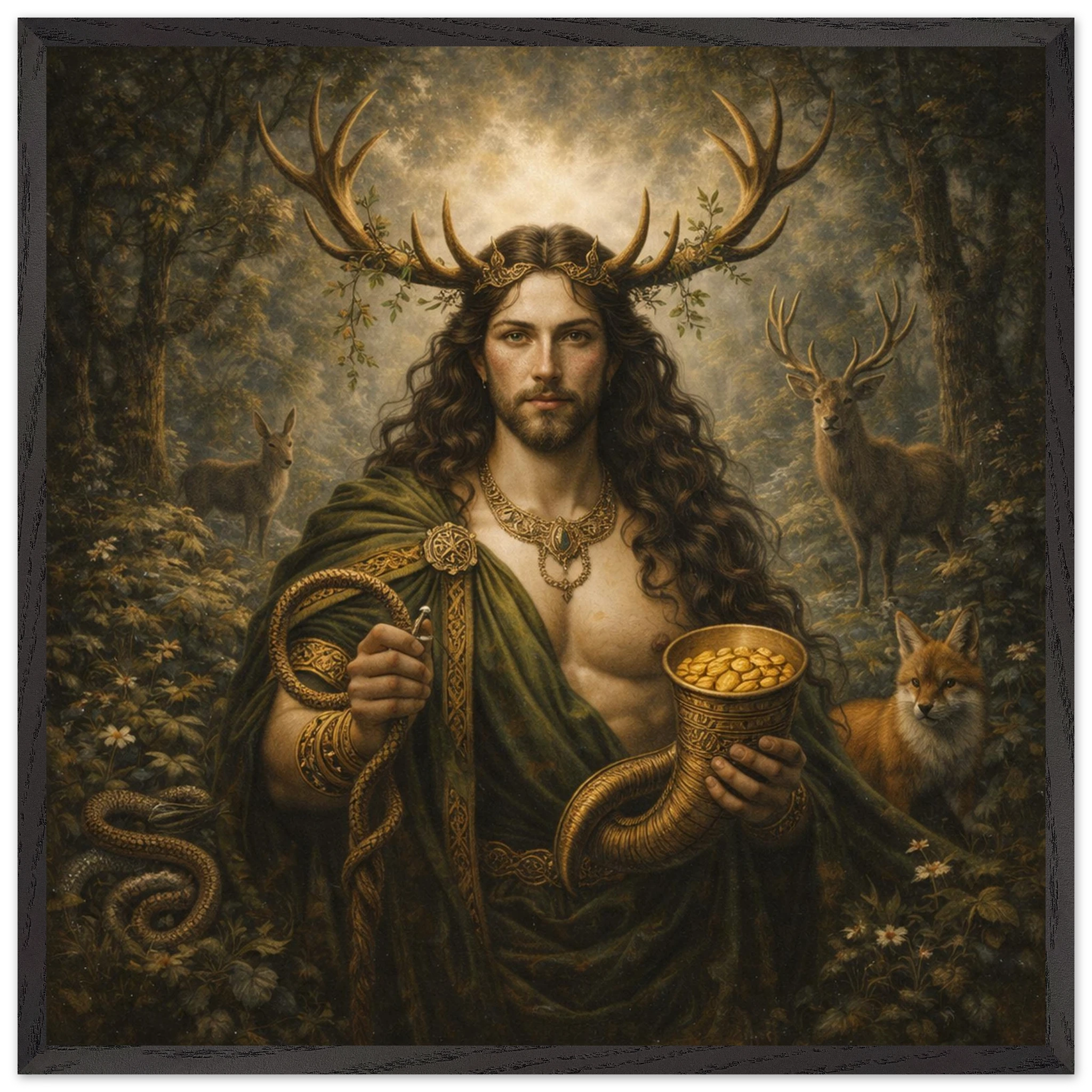 Cernunnos – Mythologie Fine Art Print mit Rahmen | babasan