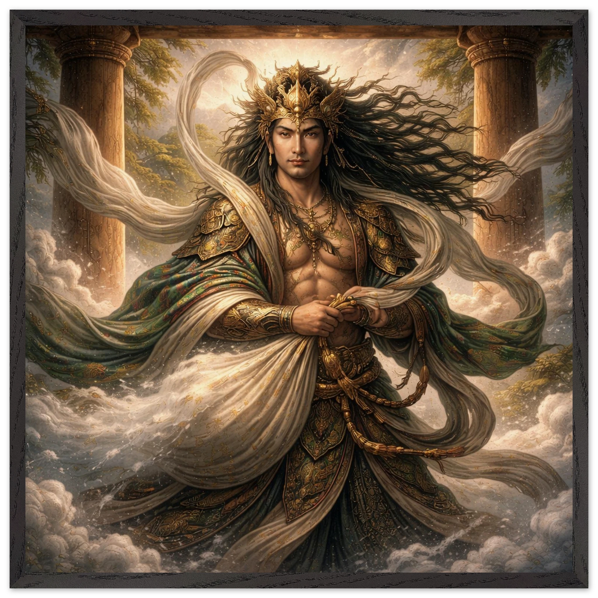 Fūjin – Mythologie Fine Art Print mit Rahmen | babasan
