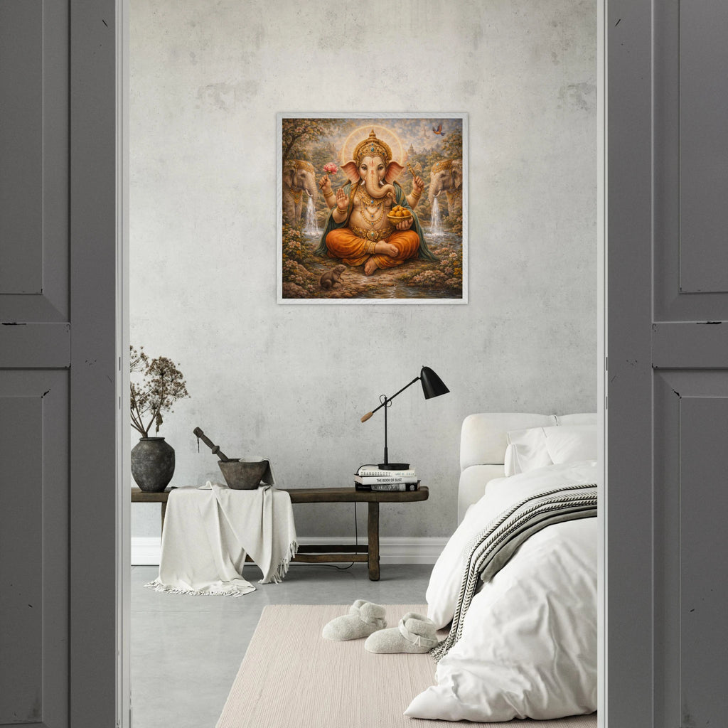 Ganesha – Mythologie Fine Art Print mit Rahmen | babasan