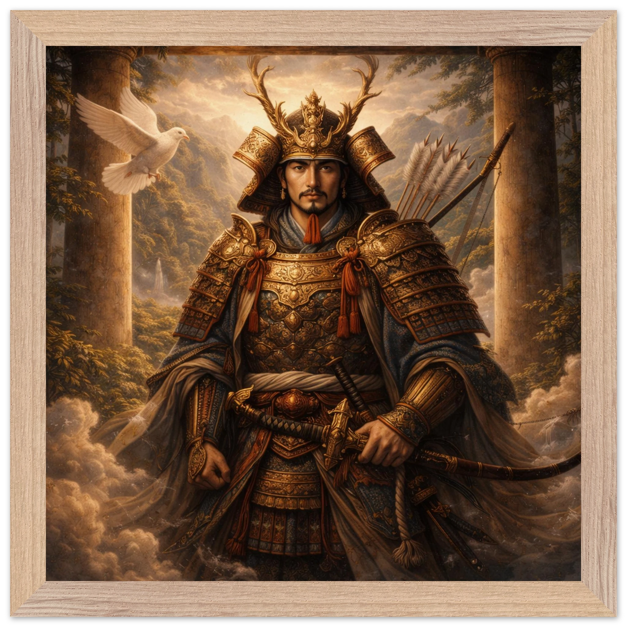 Hachiman – Mythologie Fine Art Print mit Rahmen | babasan