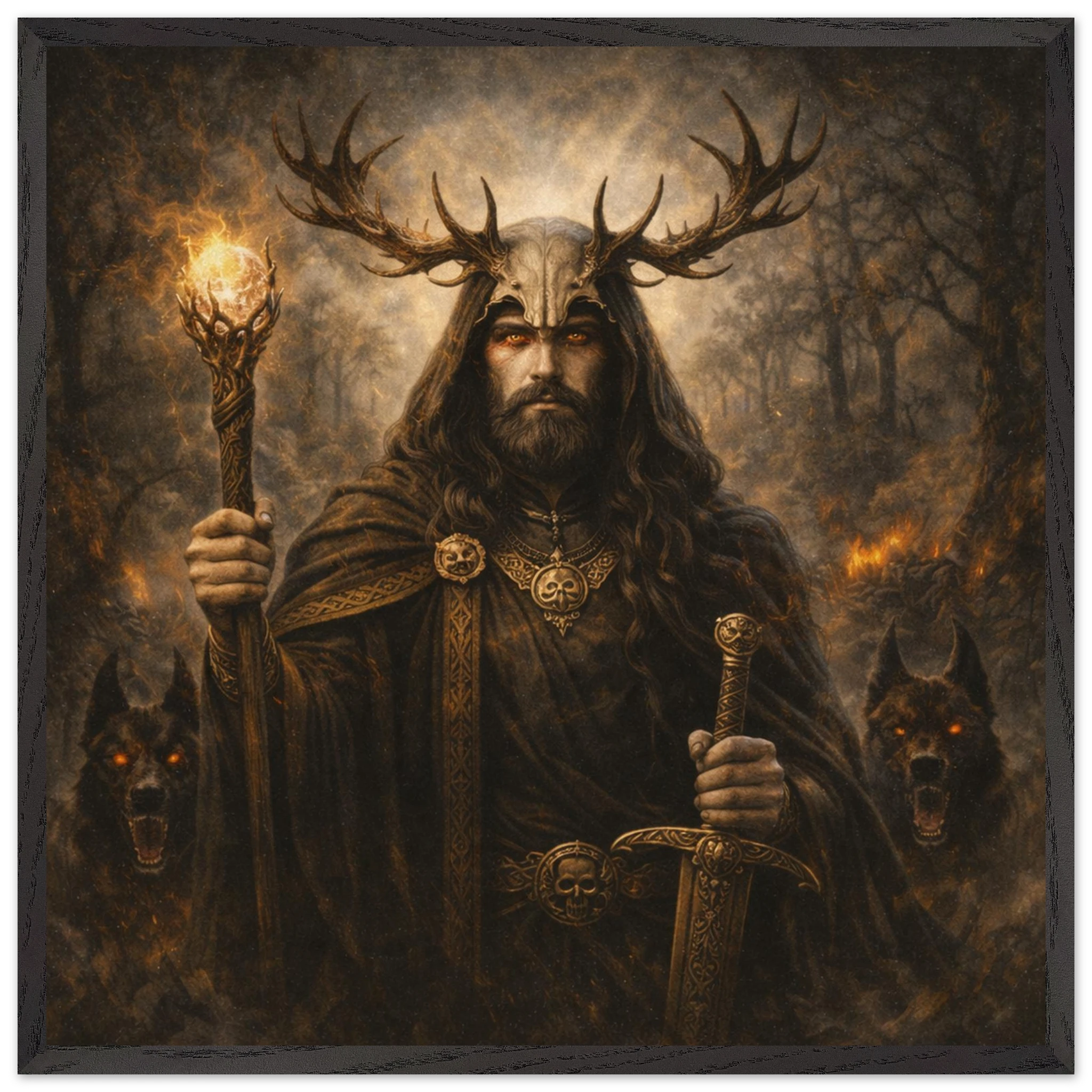 Arawn – Mythologie Fine Art Print mit Rahmen | babasan