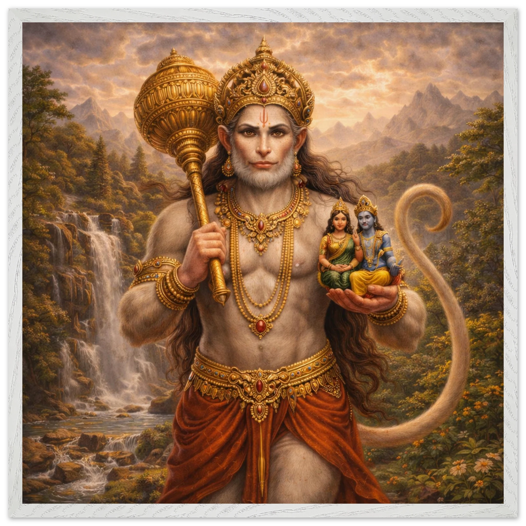 Hanuman – Mythologie Fine Art Print mit Rahmen | babasan