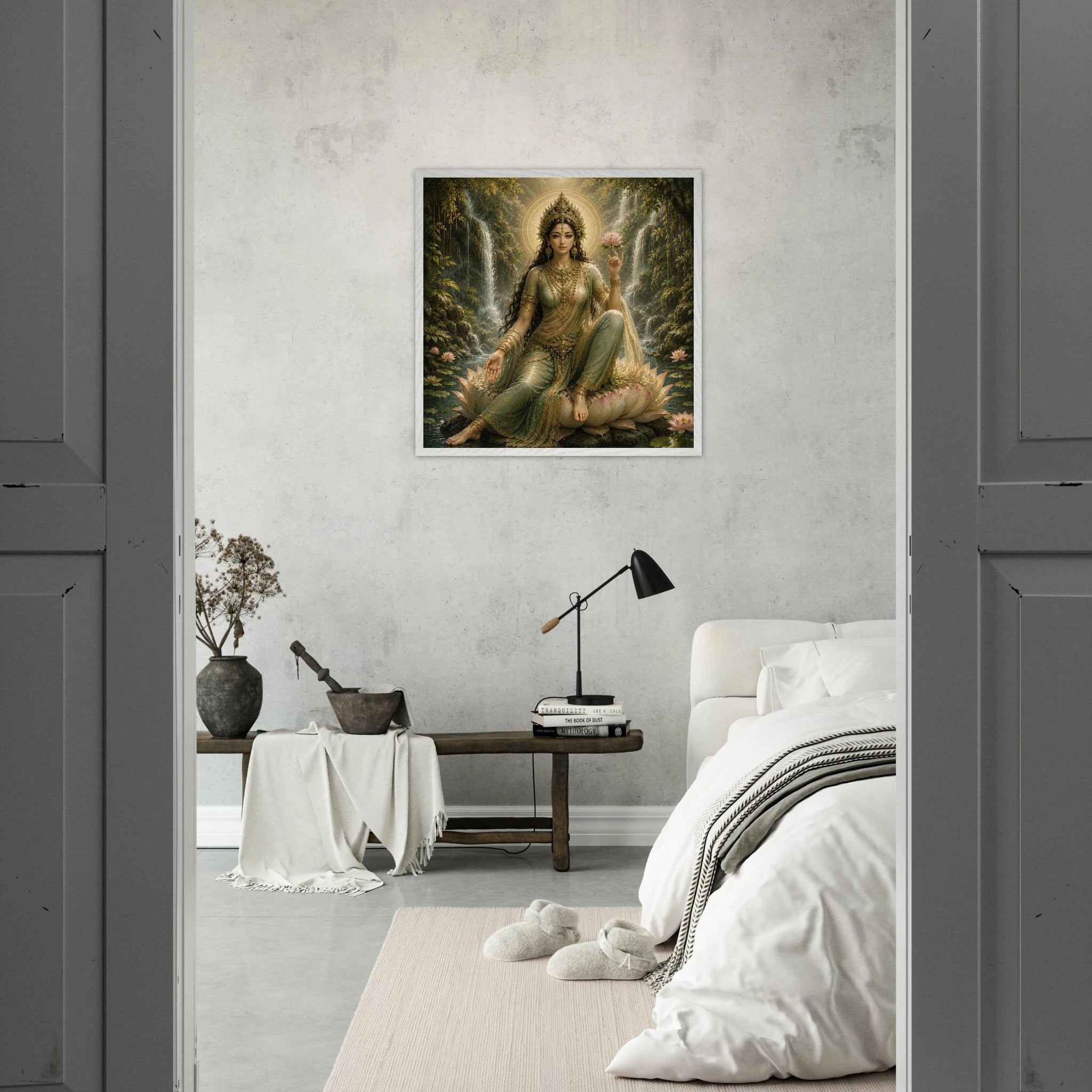 Grüne Tara – Mythologie Fine Art Print mit Rahmen | babasan