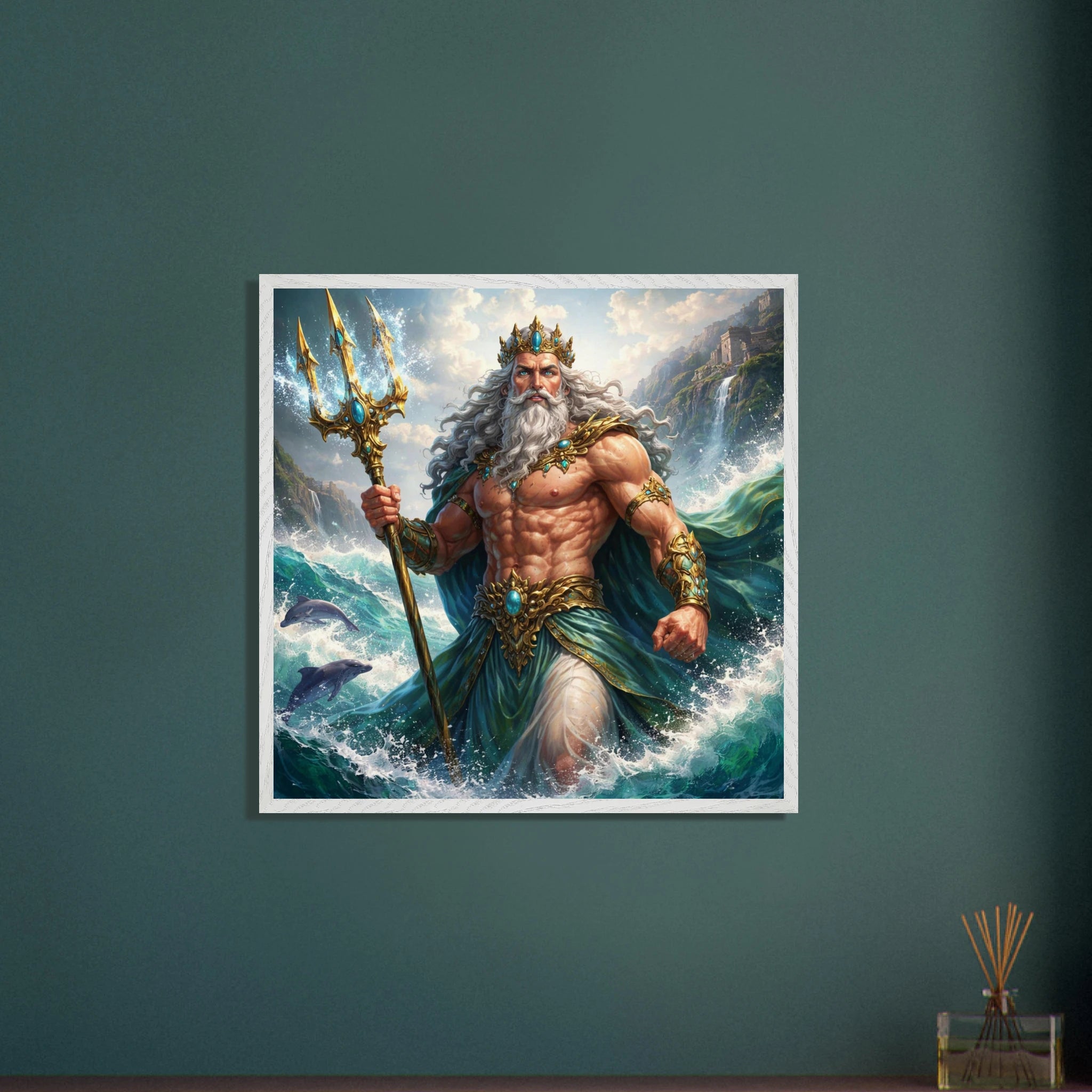 Poseidon – Mythologie Fine Art Print mit Rahmen | babasan