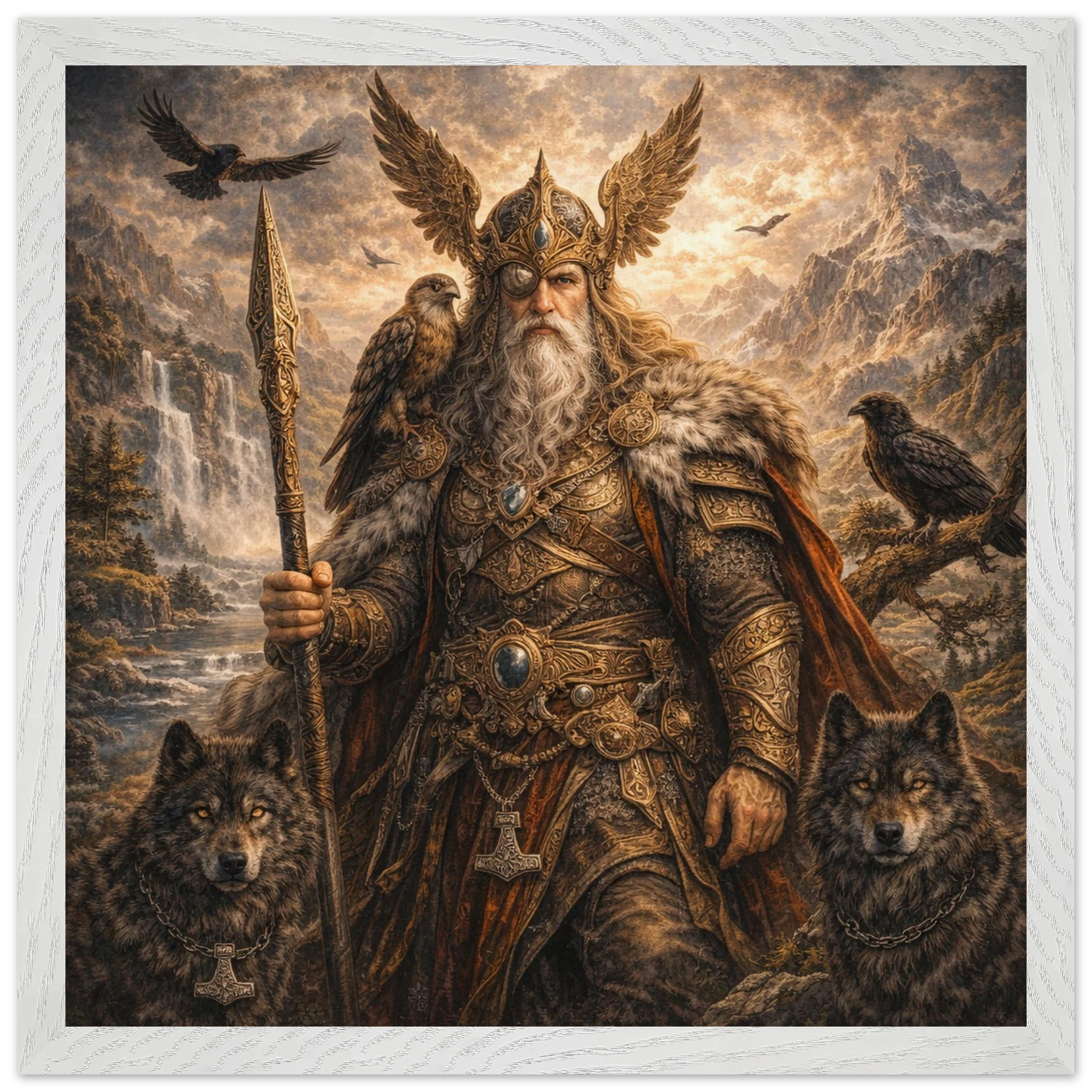 Odin – Mythologie Fine Art Print mit Rahmen | babasan