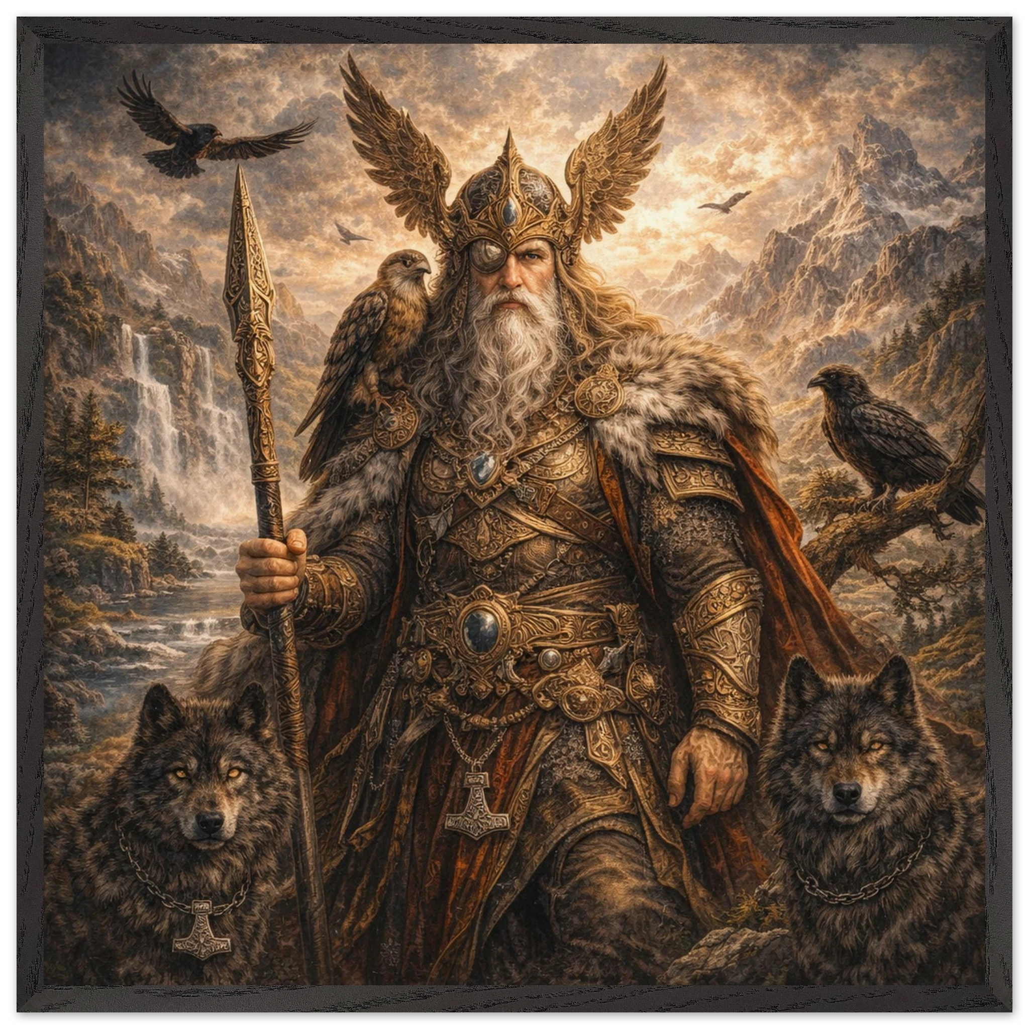 Odin – Mythologie Fine Art Print mit Rahmen | babasan