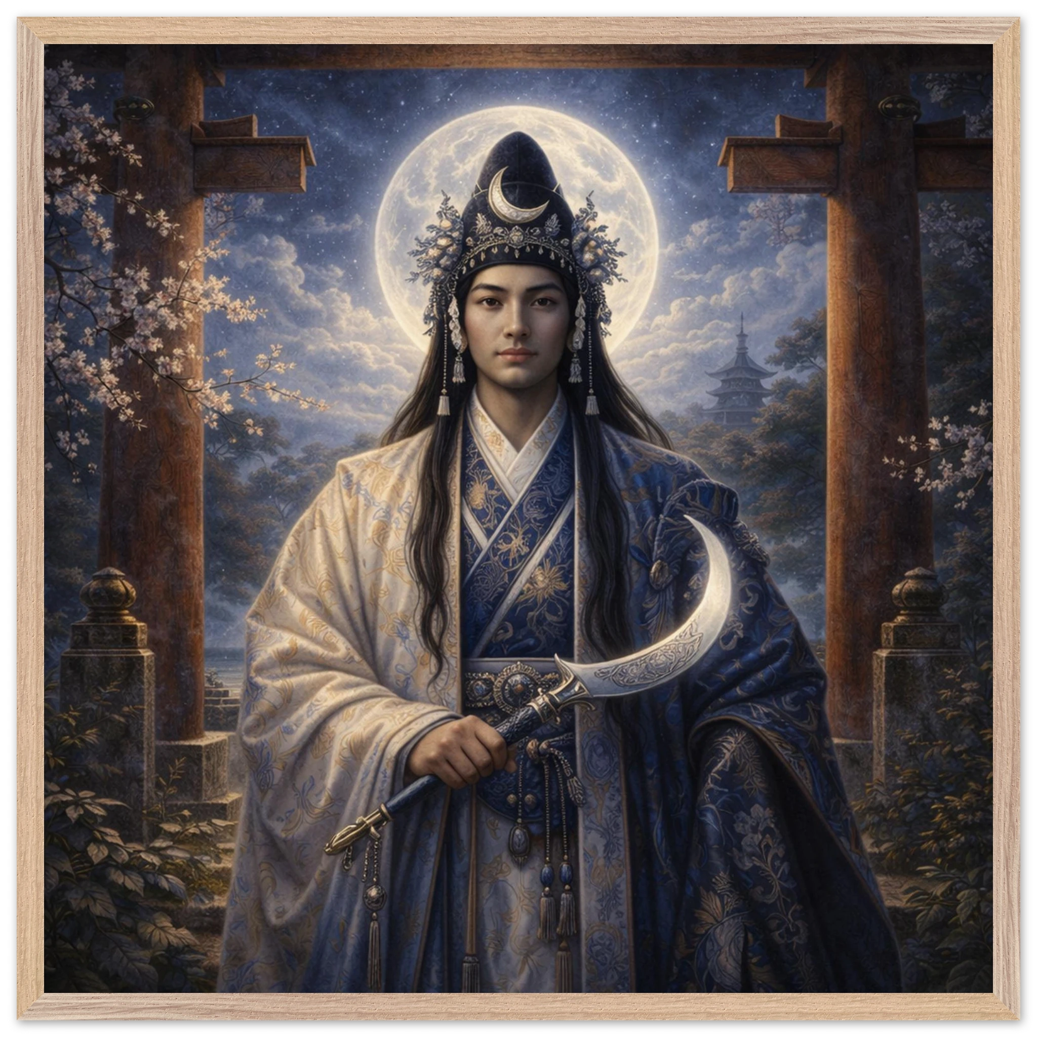 Tsukiyomi – Mythologie Fine Art Print mit Rahmen | babasan