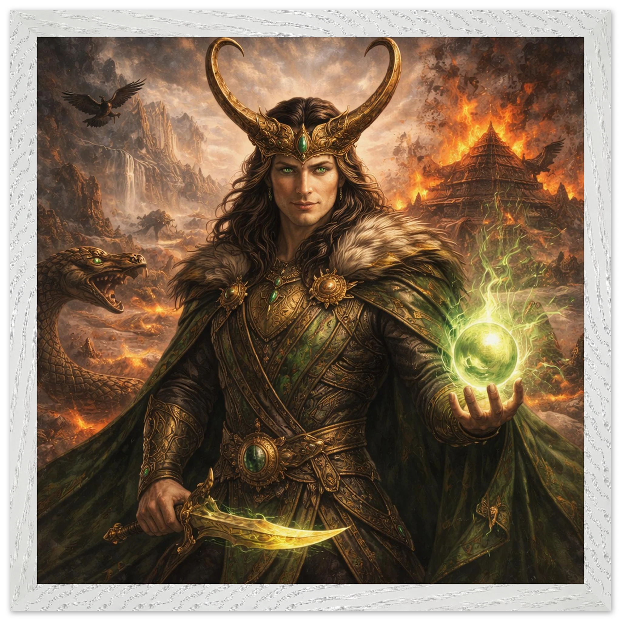 Loki – Mythologie Fine Art Print mit Rahmen | babasan