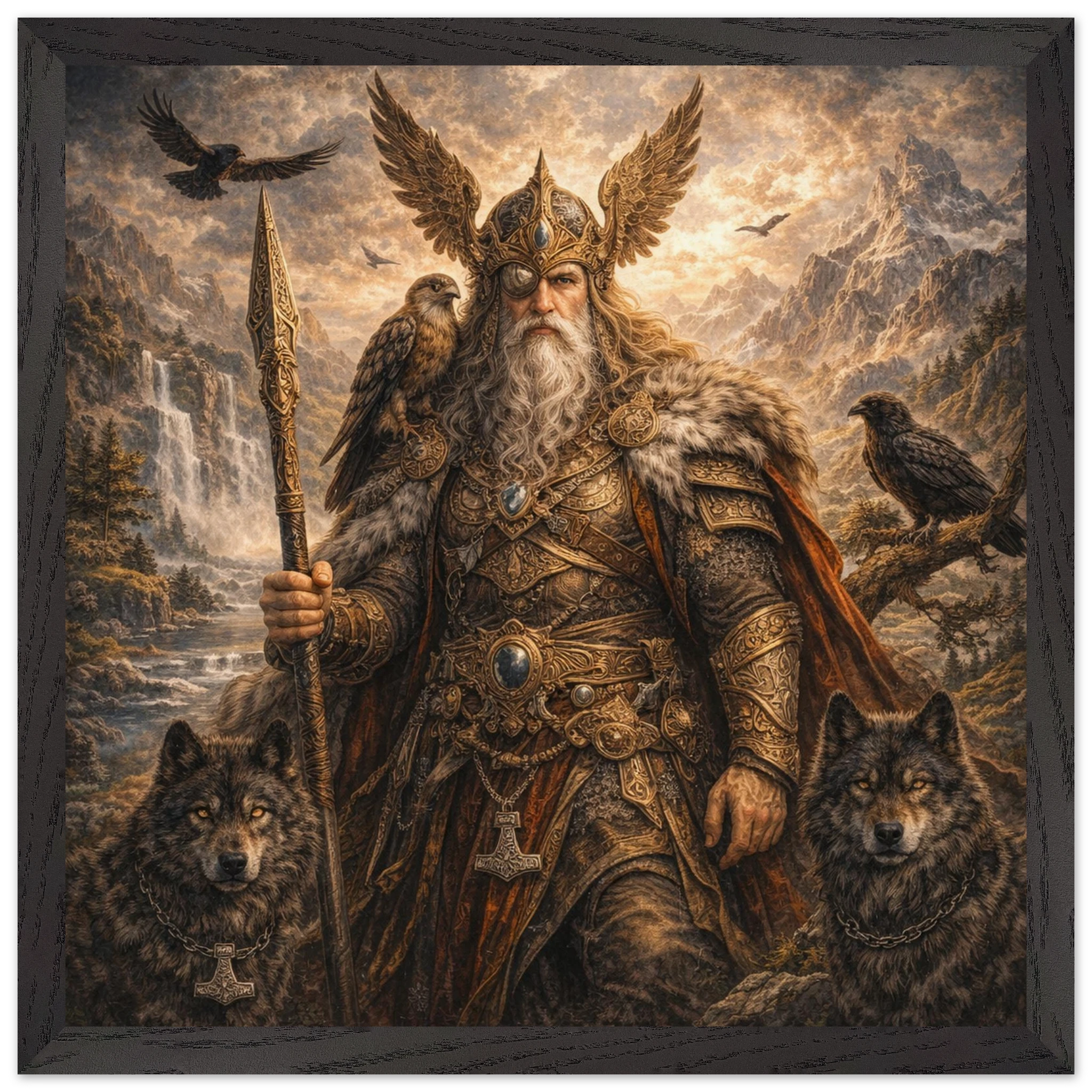 Odin – Mythologie Fine Art Print mit Rahmen | babasan